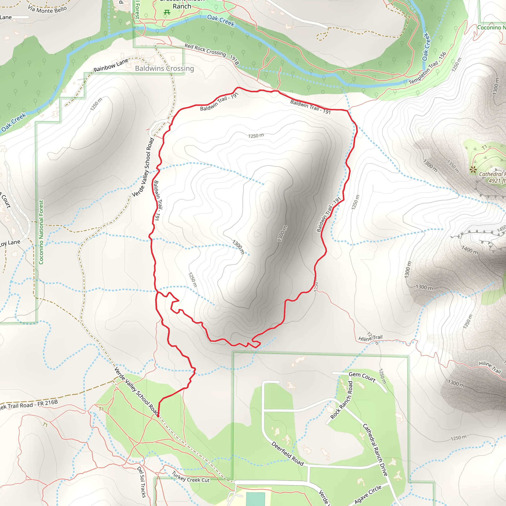Baldwin Loop Trail from Verde Valley School Road mobile static map