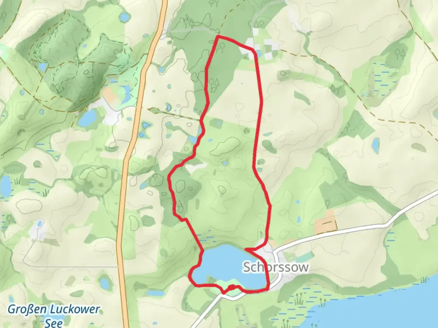 An image depicting the trail Haussee and Carlshof Loop and its surrounding area.