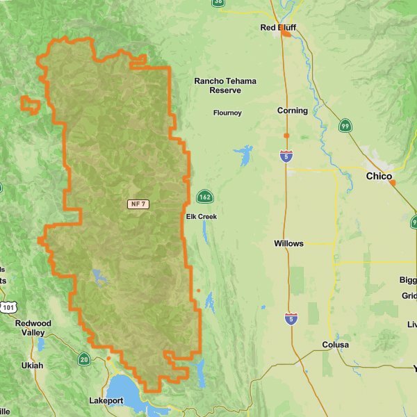 Mendocino National Forest mobile static map