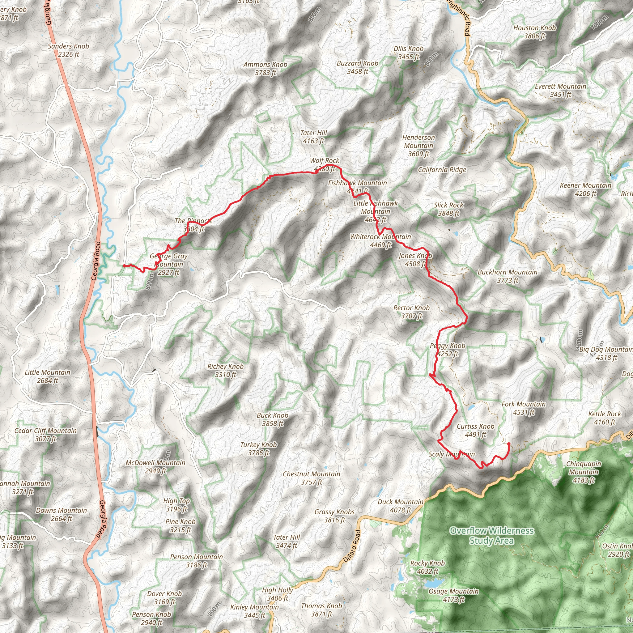 Scaly Mountain and Bartram Trail mobile static map