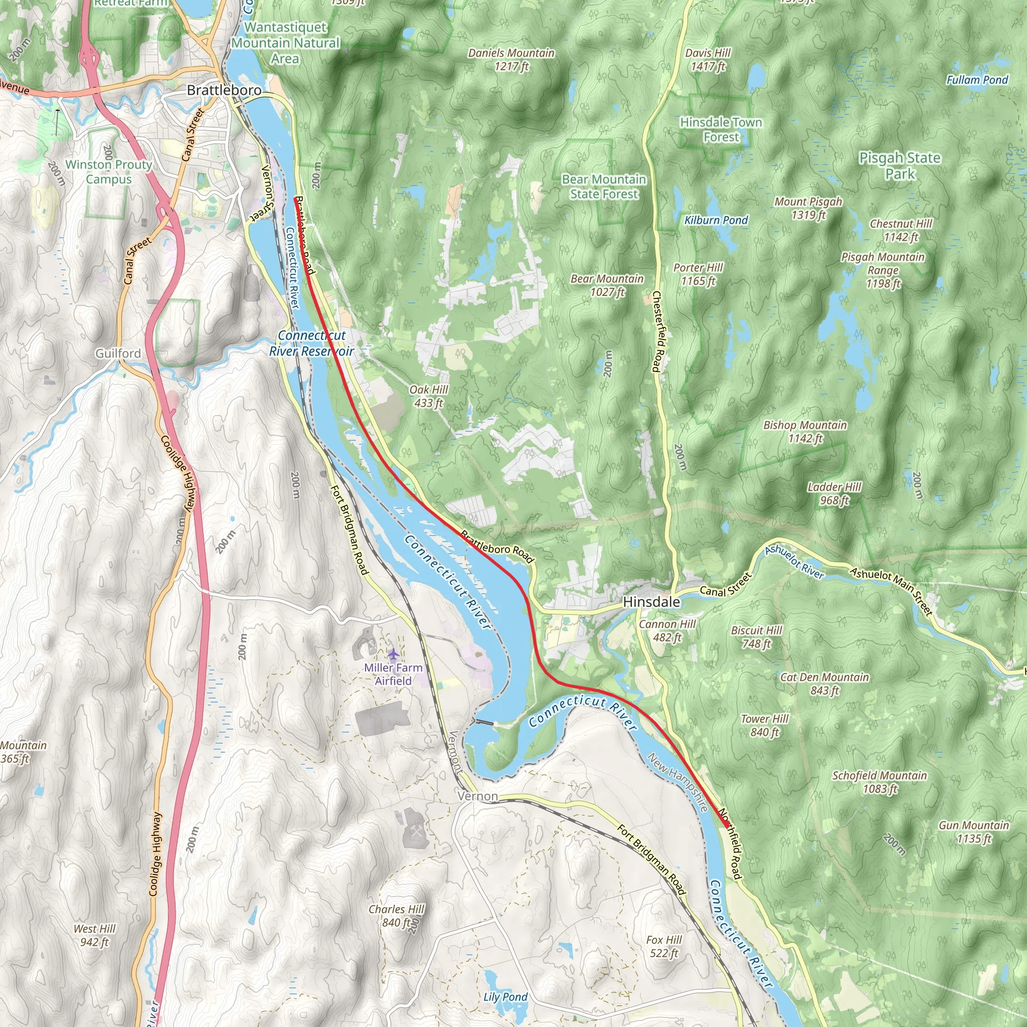 Connecticut River Trail from Dole Junction mobile static map