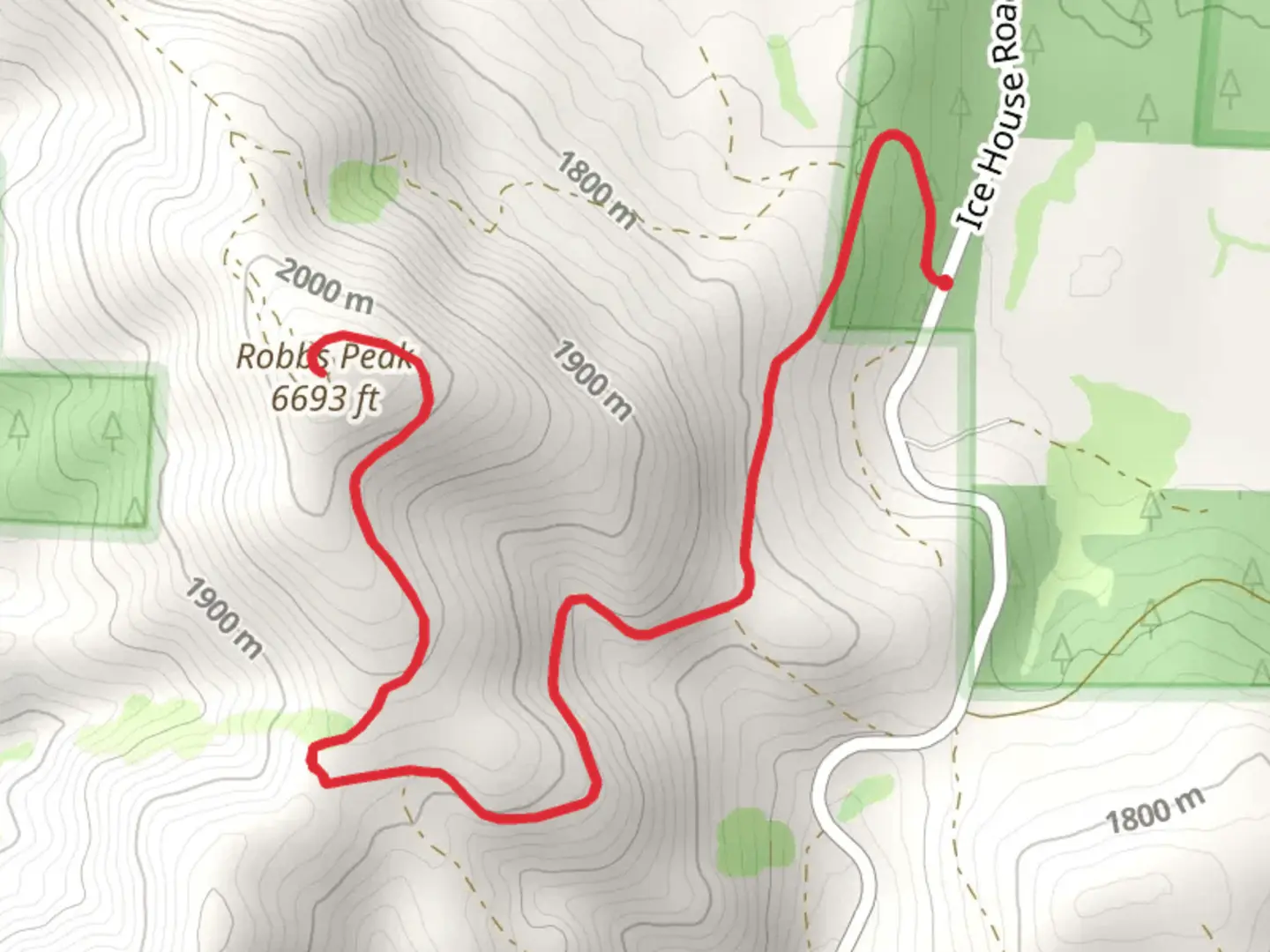 An image depicting the trail Robb's Peak and its surrounding area.