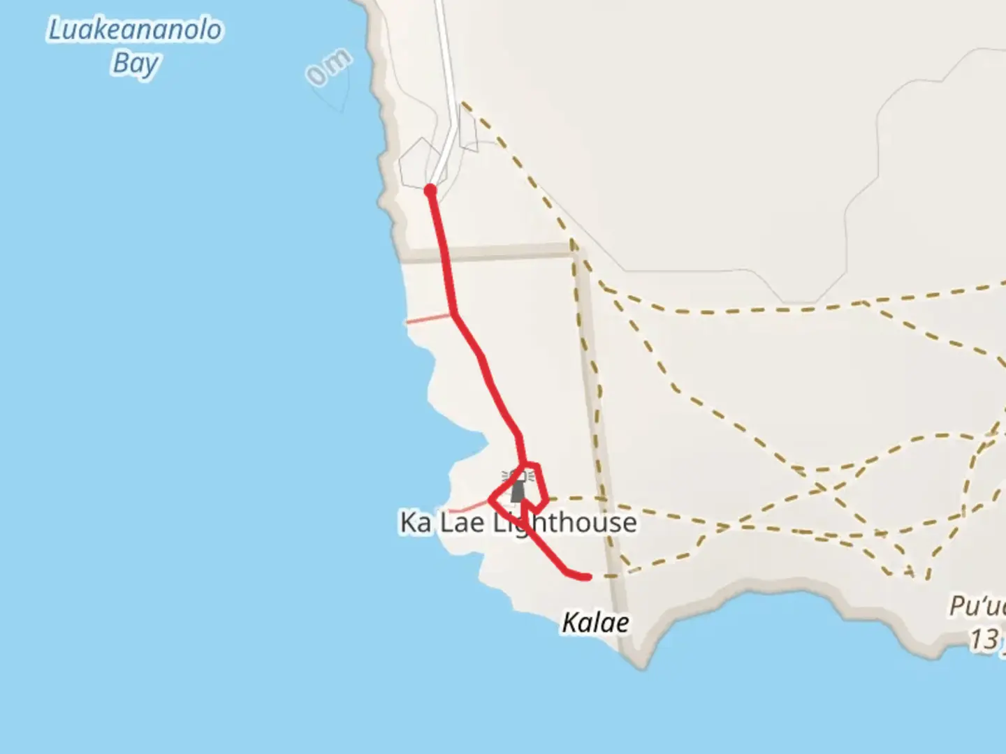 An image depicting the trail South Point Road - Luakeananolo Bay and its surrounding area.