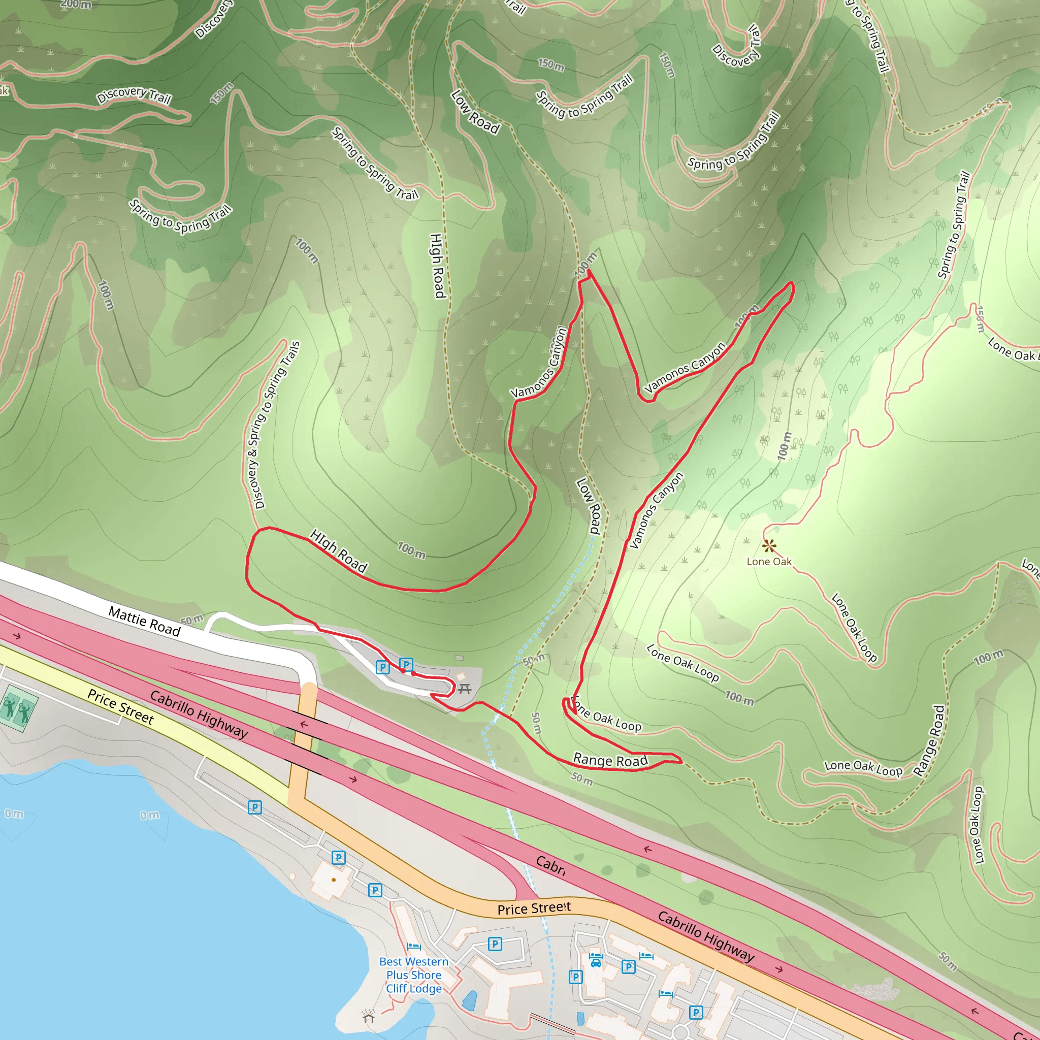 Vamonos Canyon and High Road Loop mobile static map