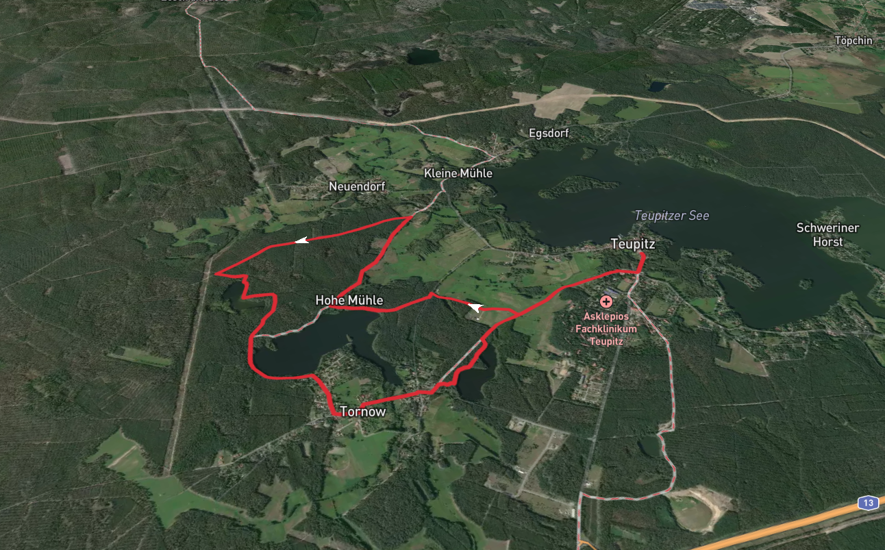 Tornower See, Briesensee and Tütschensee via Hohe Muehle