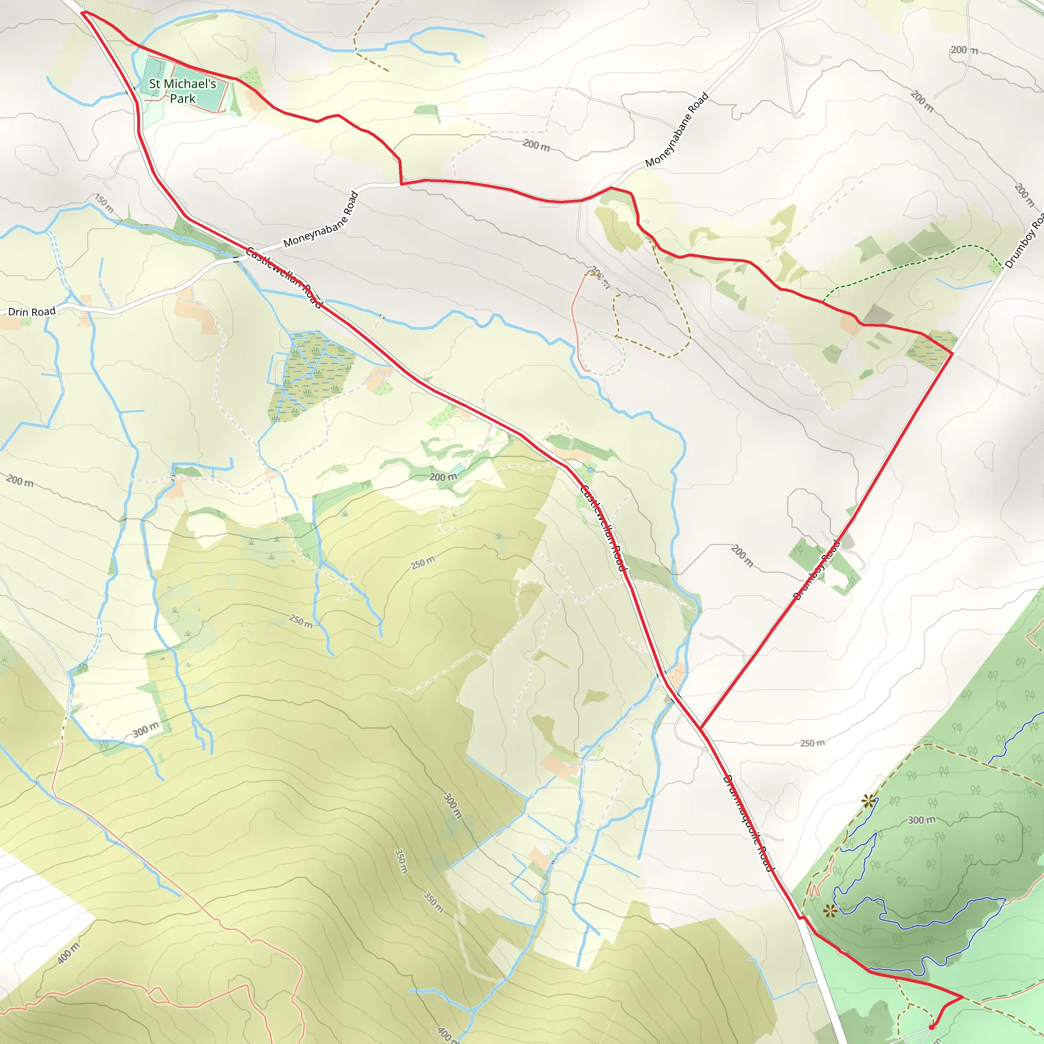 Dromara Bridleways Walk mobile static map