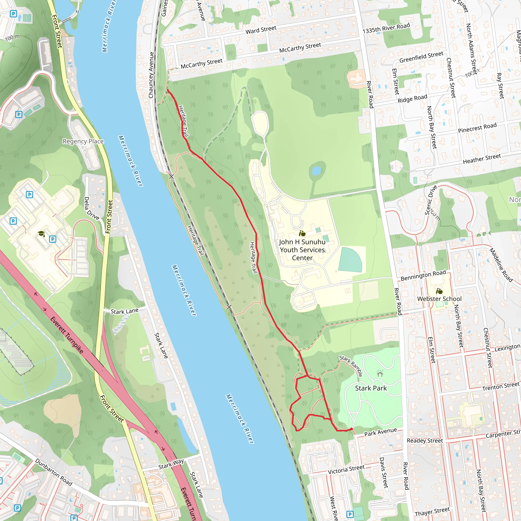 Merrimack River from Stark Park mobile static map
