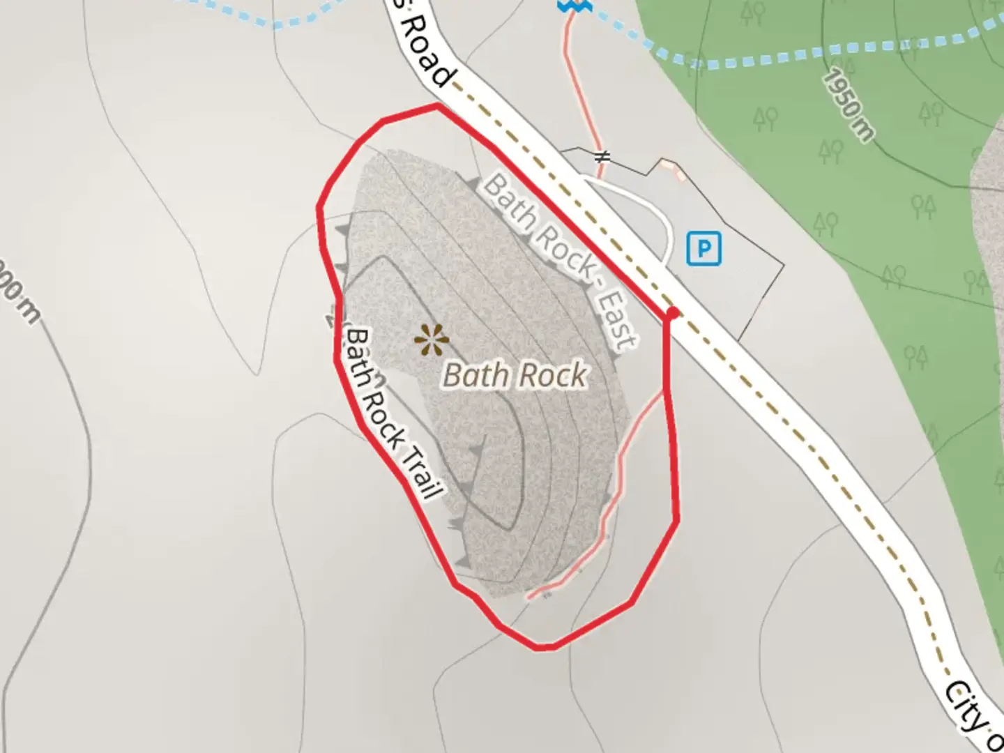 An image depicting the trail Bath Rock Loop Trail and its surrounding area.