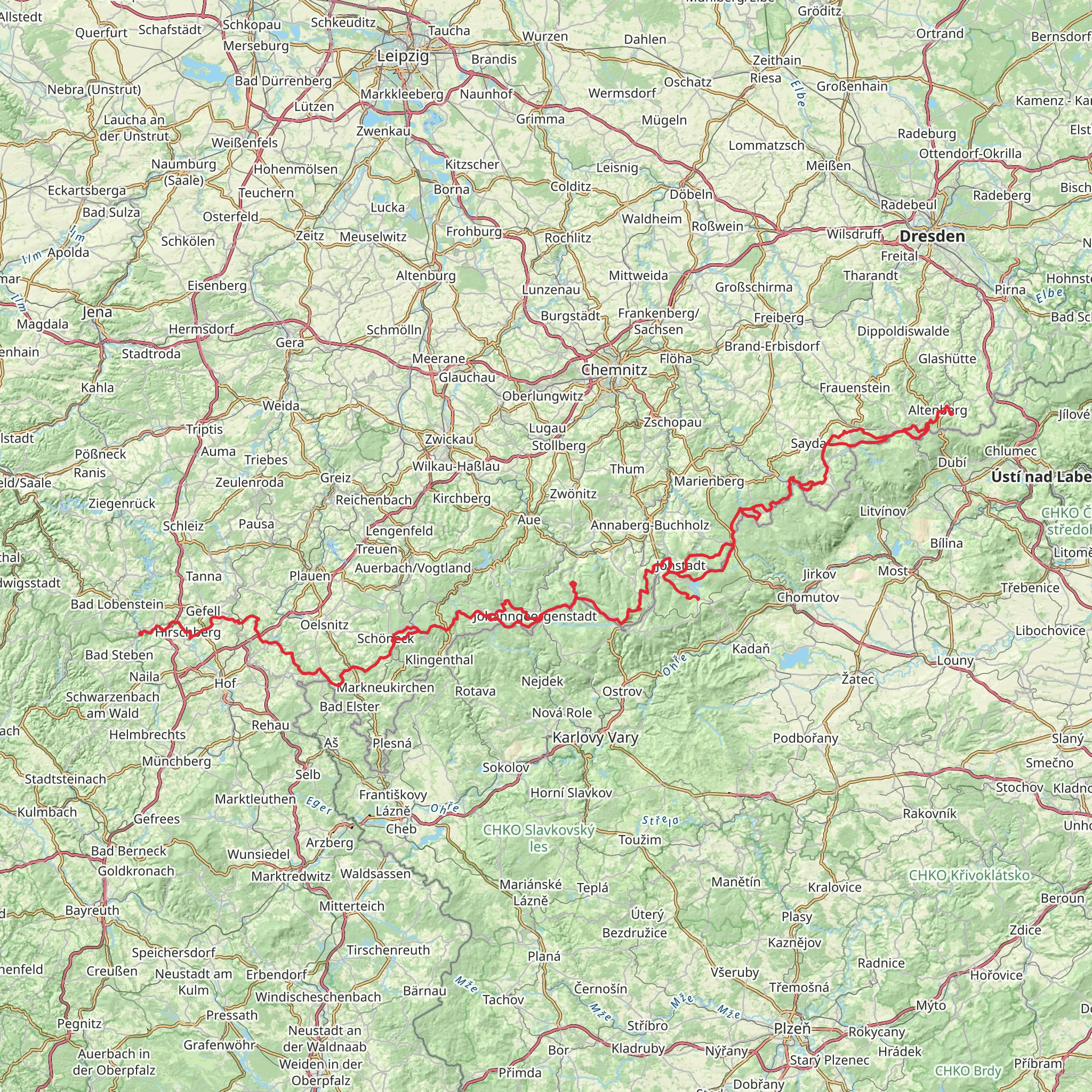 Kammweg Erzgebirge - Vogtland mobile static map