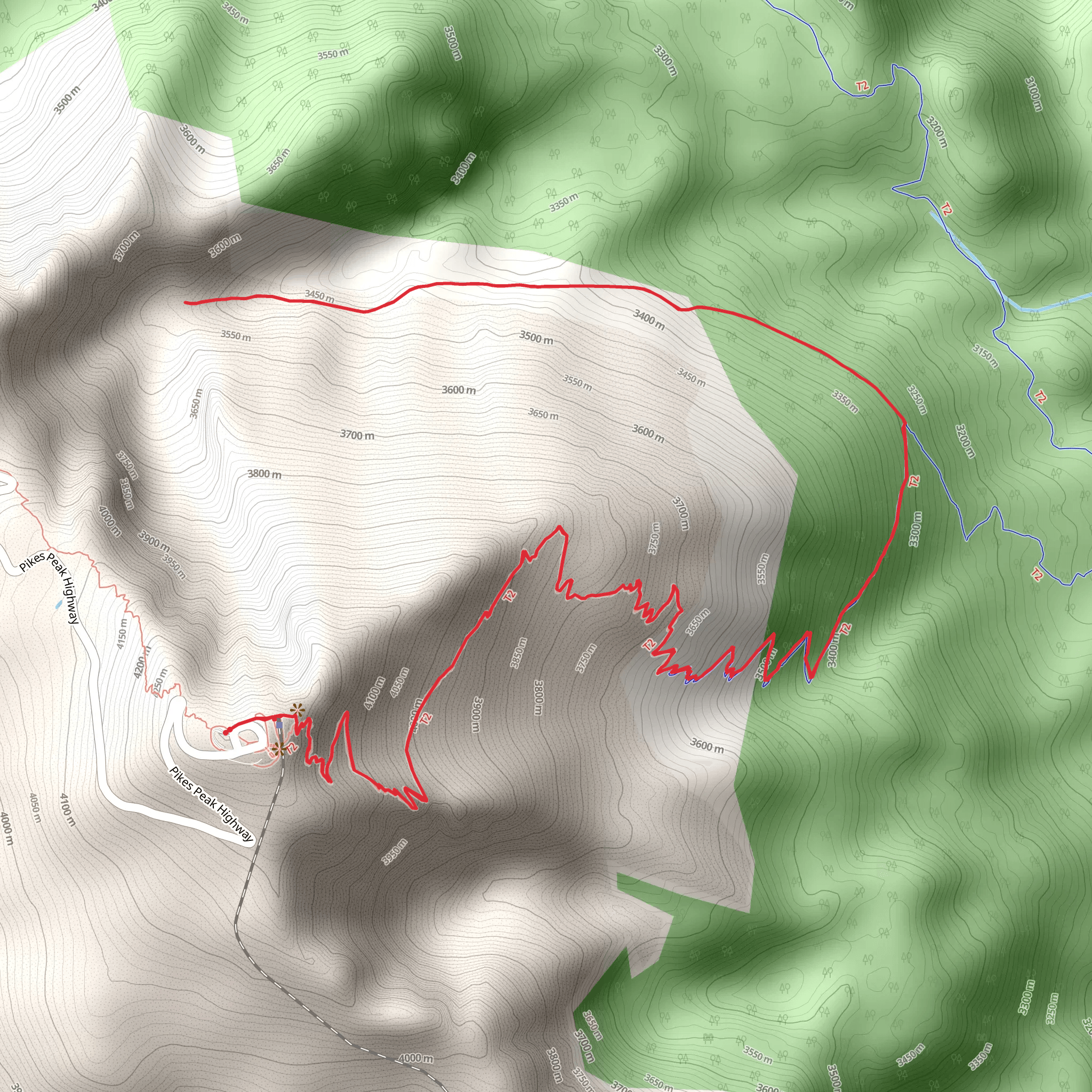 Bottomless Pit via Barr Trail mobile static map