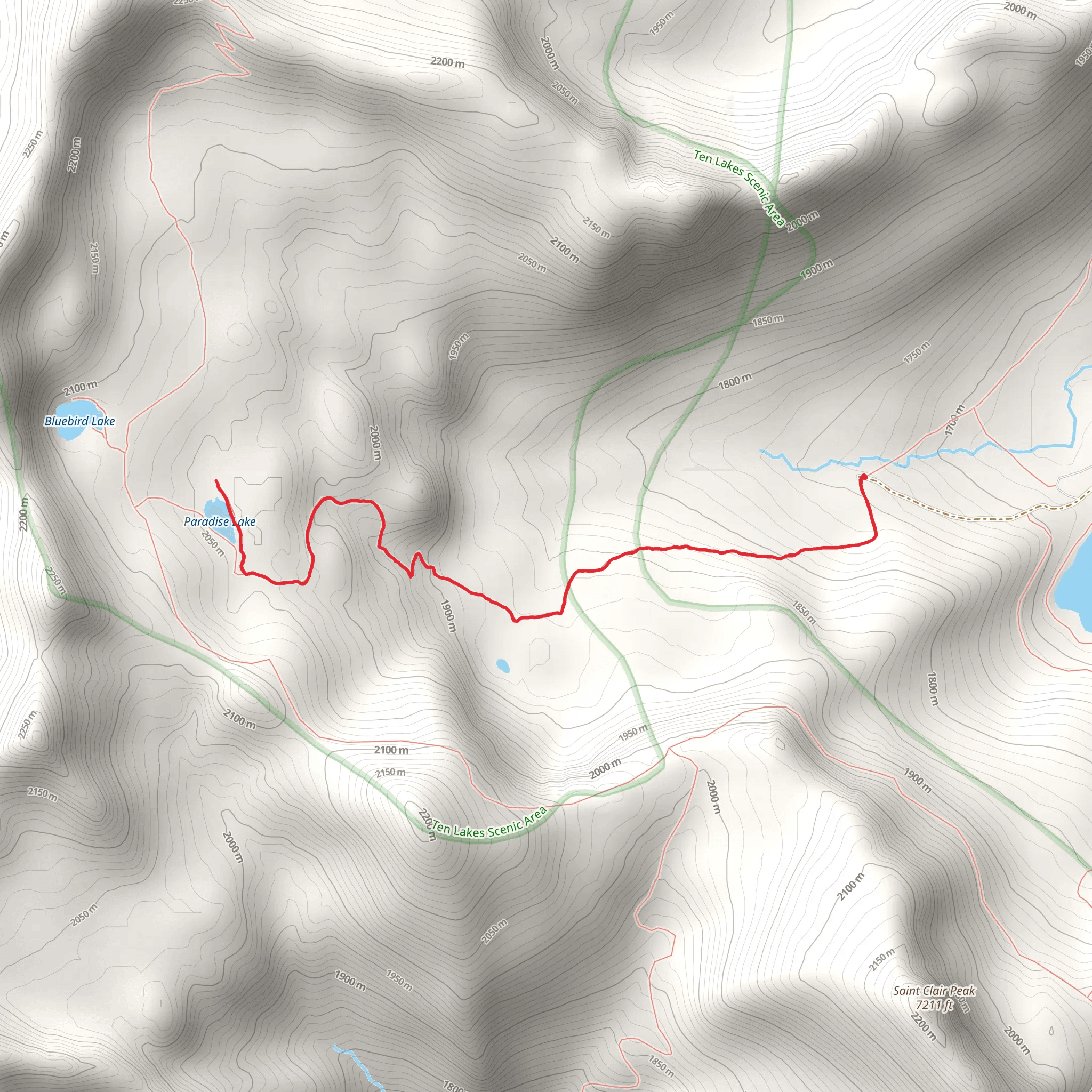 Paradise Lake via Bluebird Trail mobile static map