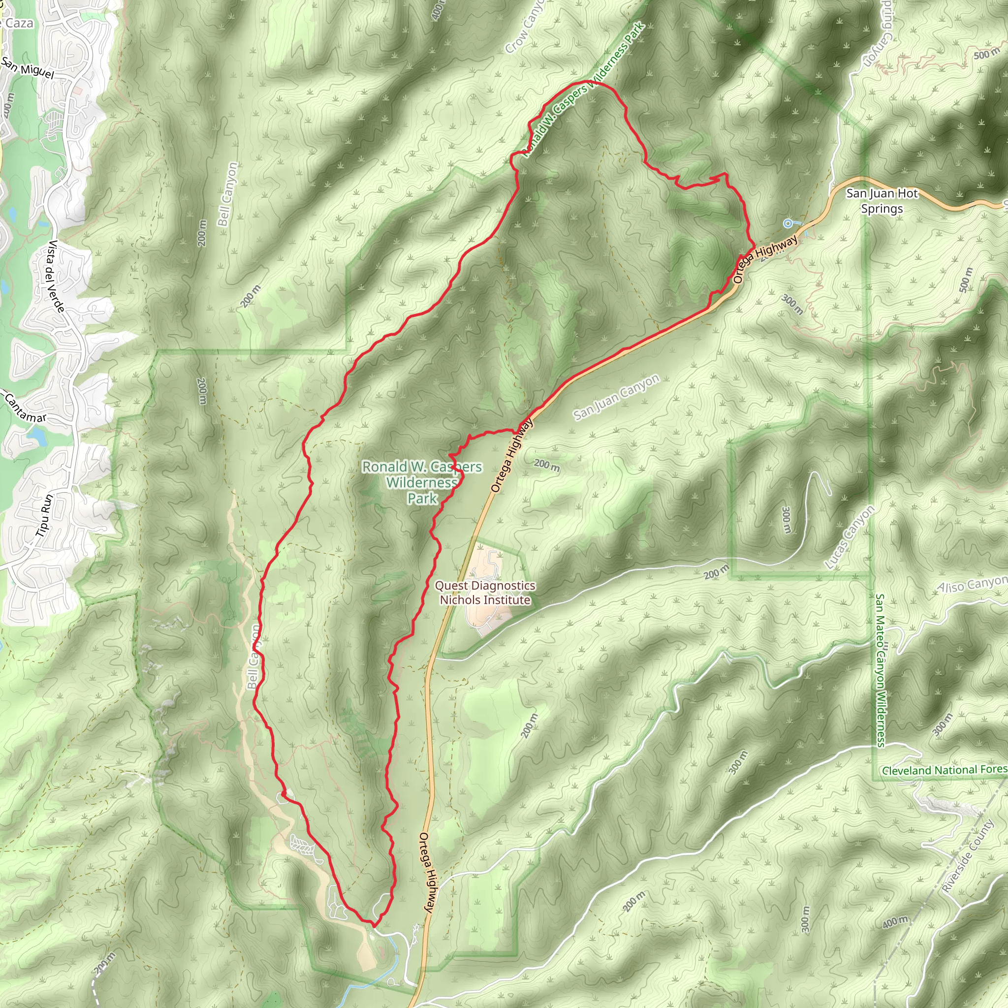 Bell Canyon, San Juan Creek and Juaneño Loop Trail mobile static map