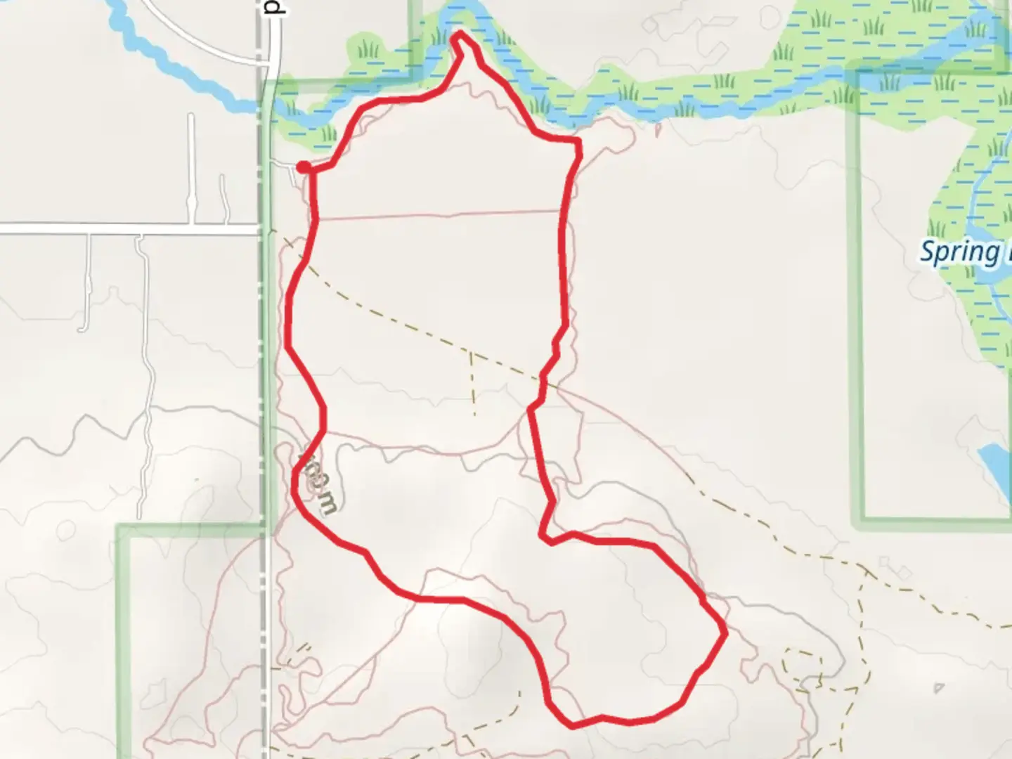 An image depicting the trail Cadillac Pathway Loop and its surrounding area.