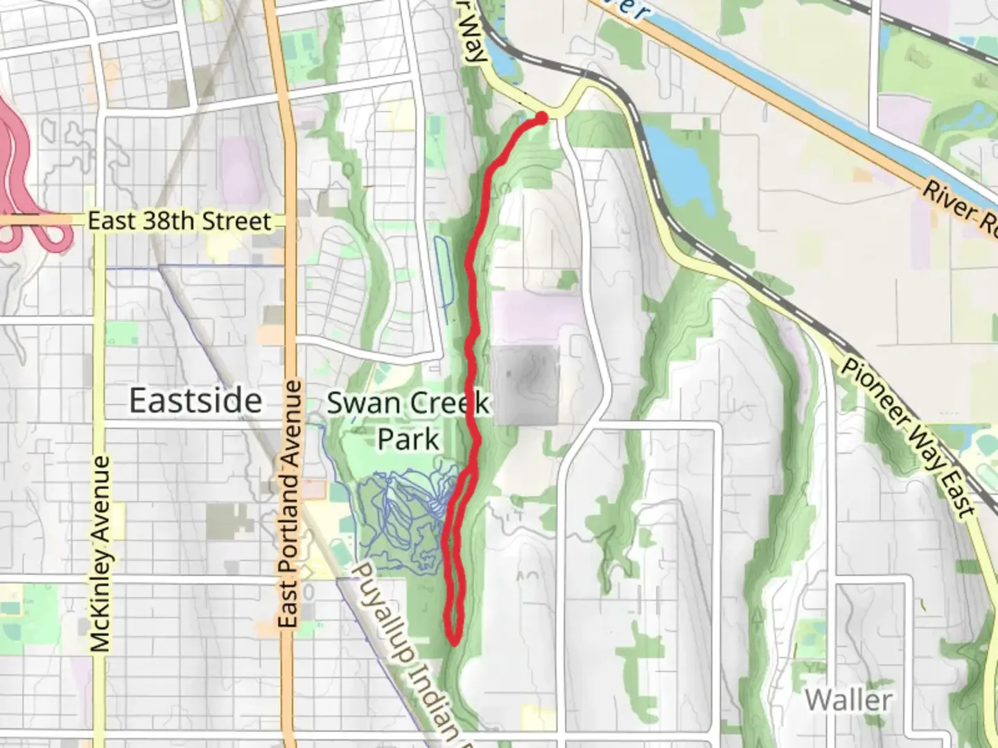 An image depicting the trail Swan Creek Trail and Canyon Rim Trail and its surrounding area.