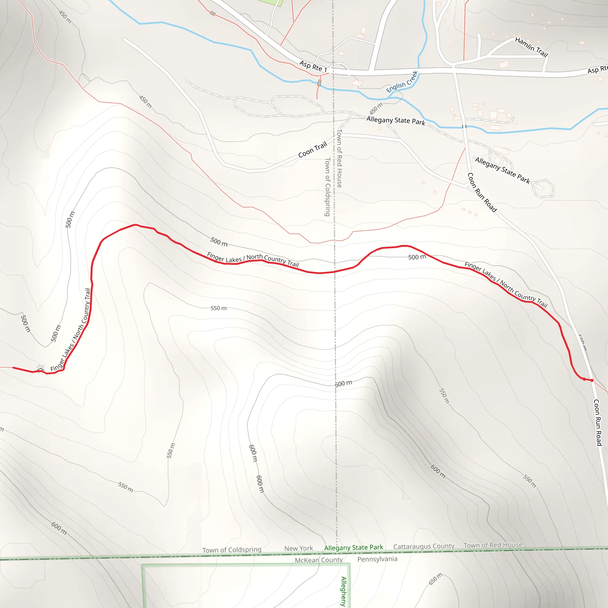 Willis Creek Trail via North Country National Scenic Trail mobile static map