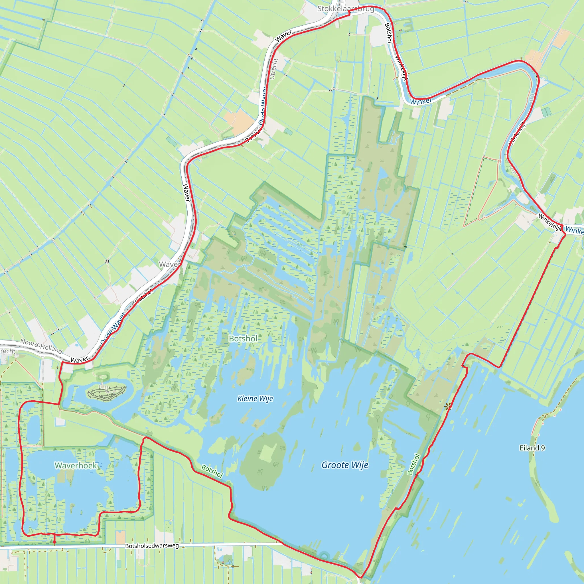 Scheidingstocht, Winkel, Klooster Kolk and Groote Wije Loop mobile static map