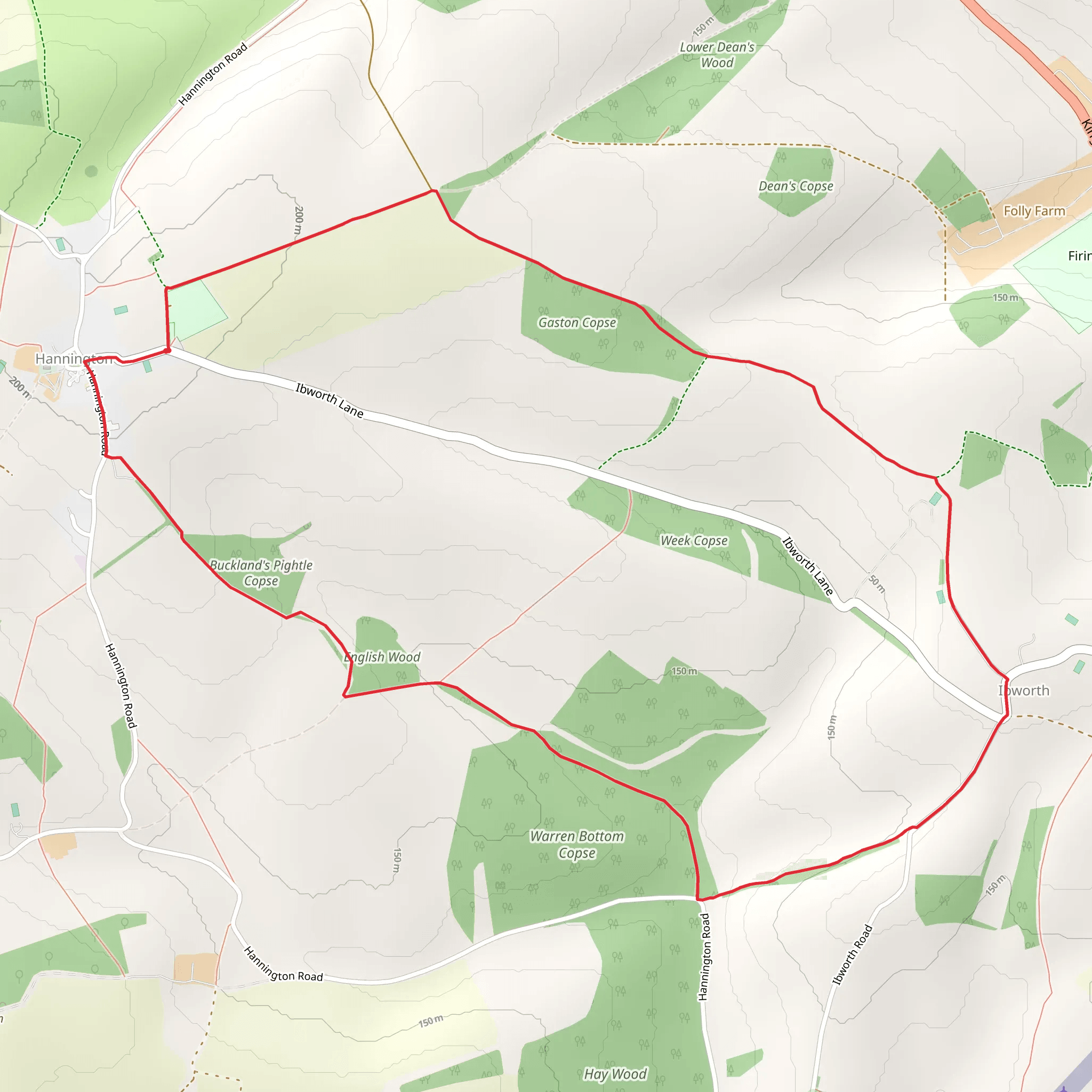 Hannington to Ibworth Loop Walk mobile static map