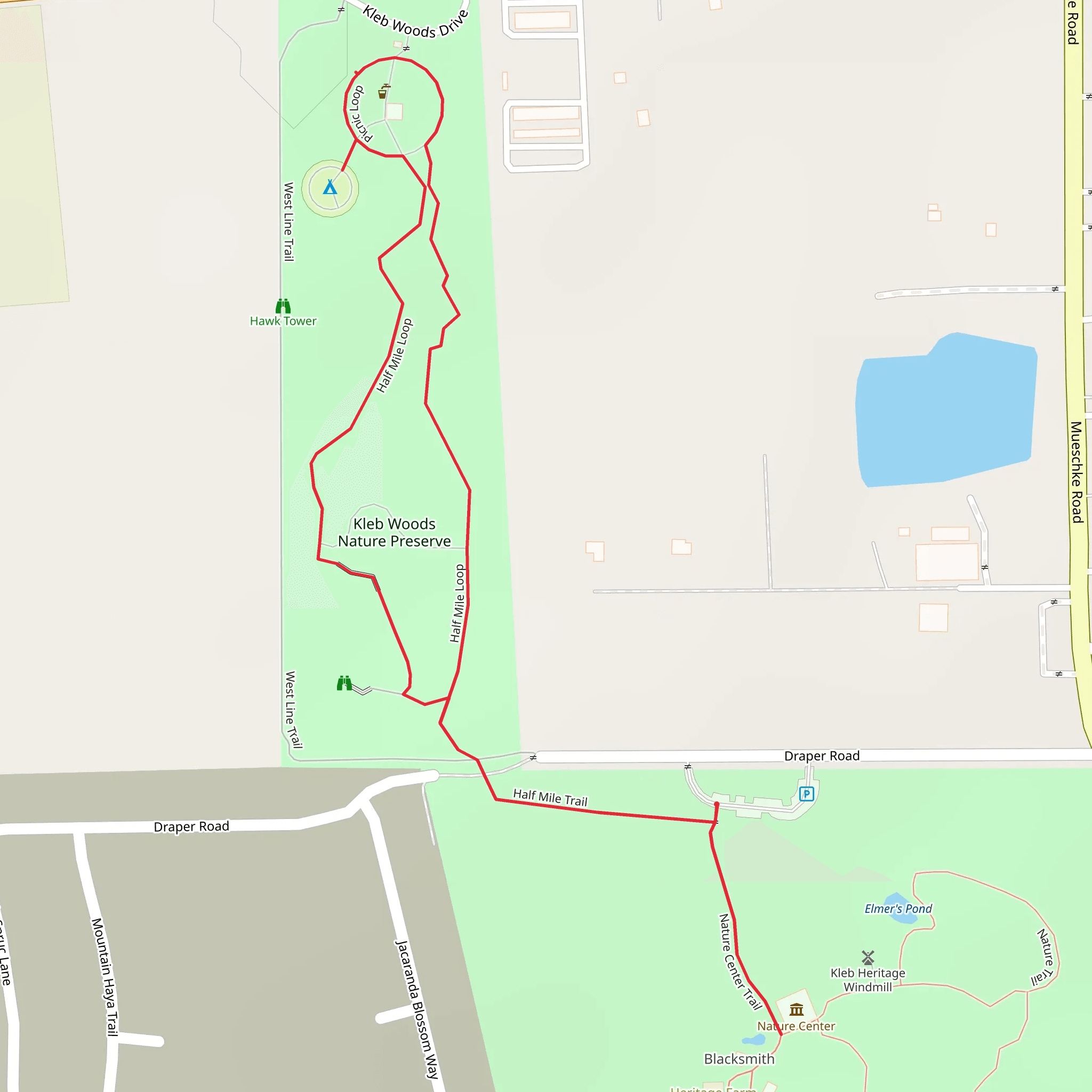Walter's Pond, Half Mile Trail and Picnic Loop mobile static map