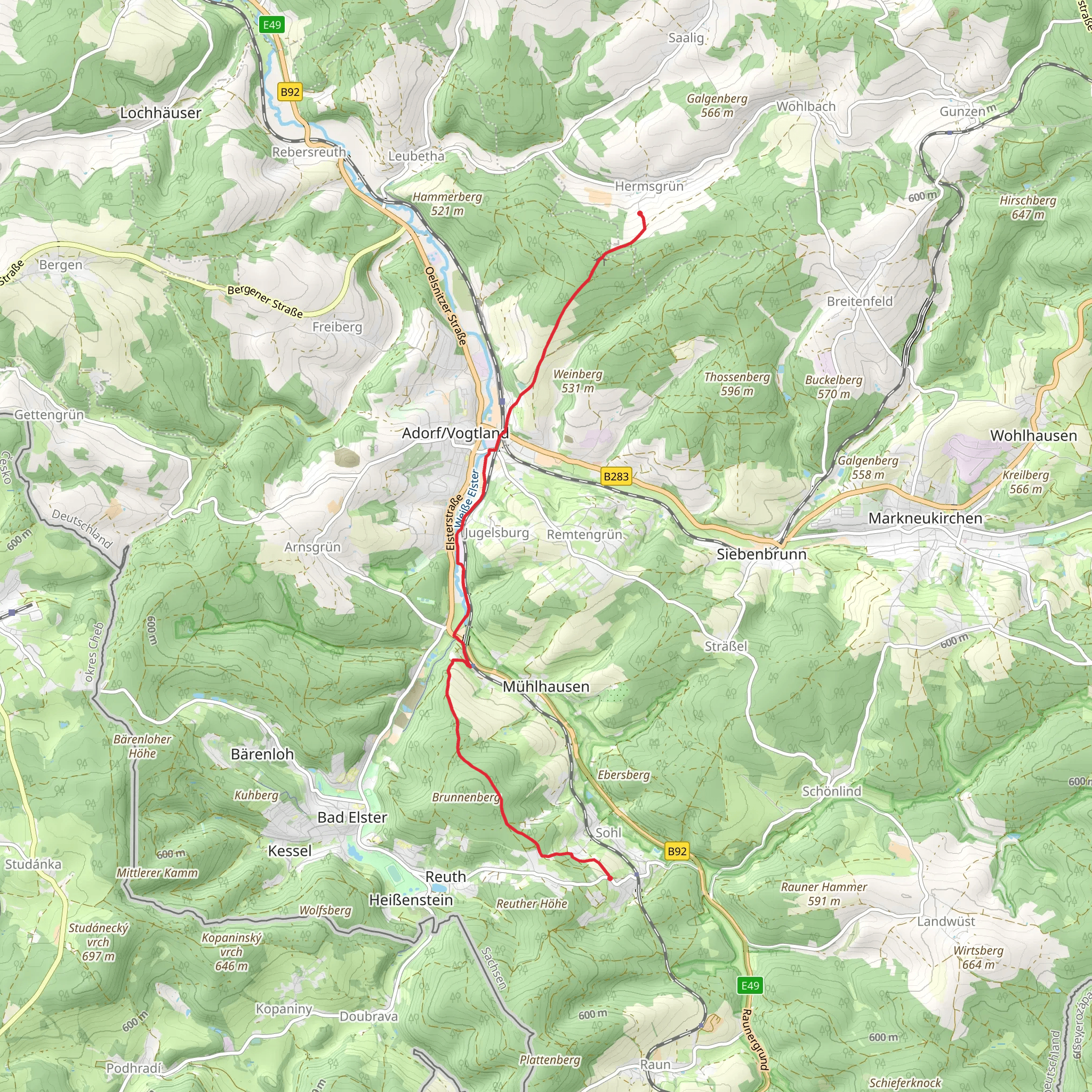 Hermsgrün to Sohl Walk mobile static map