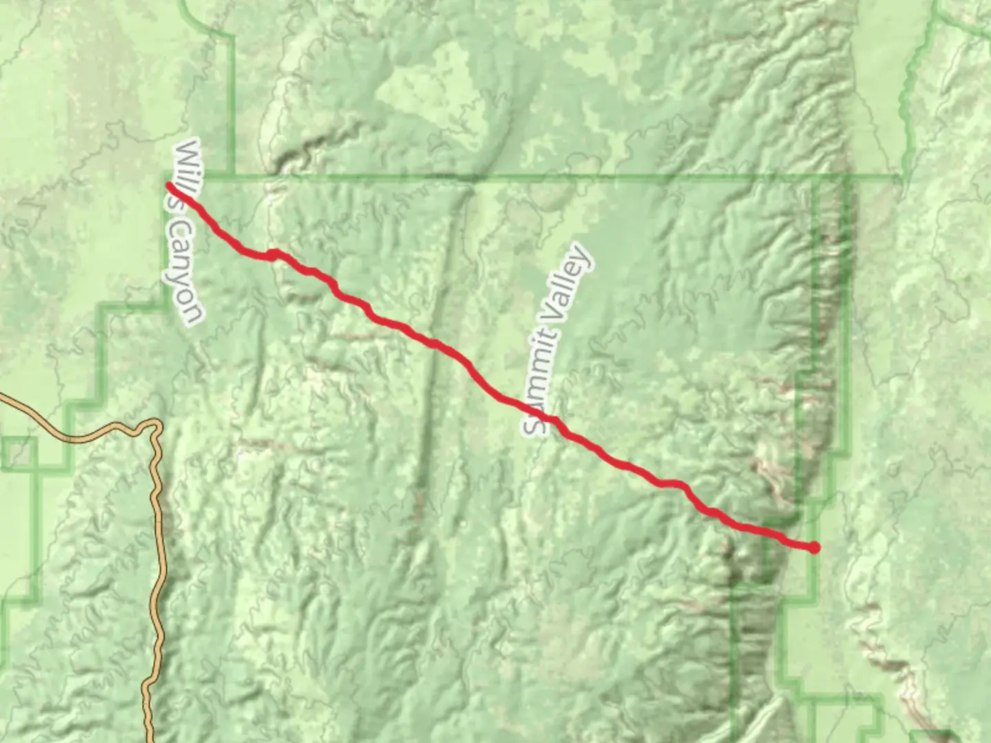 An image depicting the trail Navajo Trail and its surrounding area.