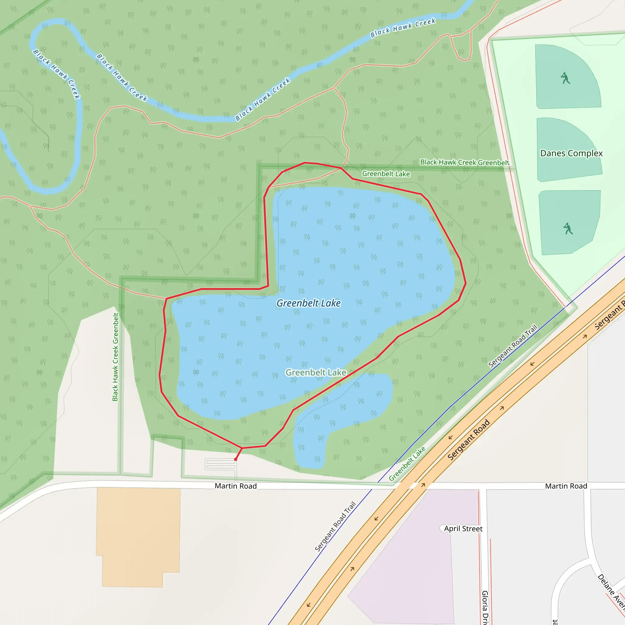 Greenbelt Lake Loop mobile static map