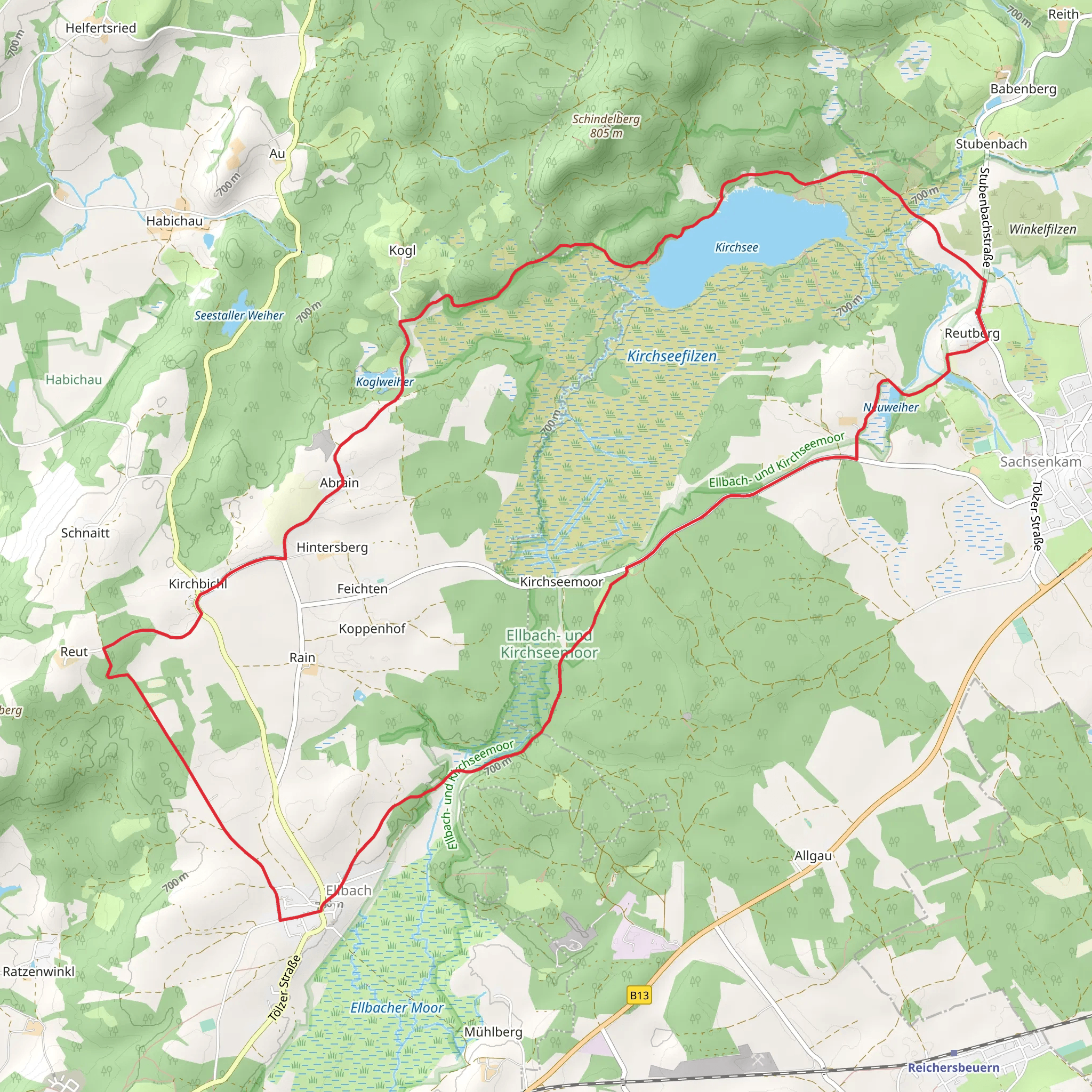 Reutberg and Ellbach Loop via Kirchsee mobile static map