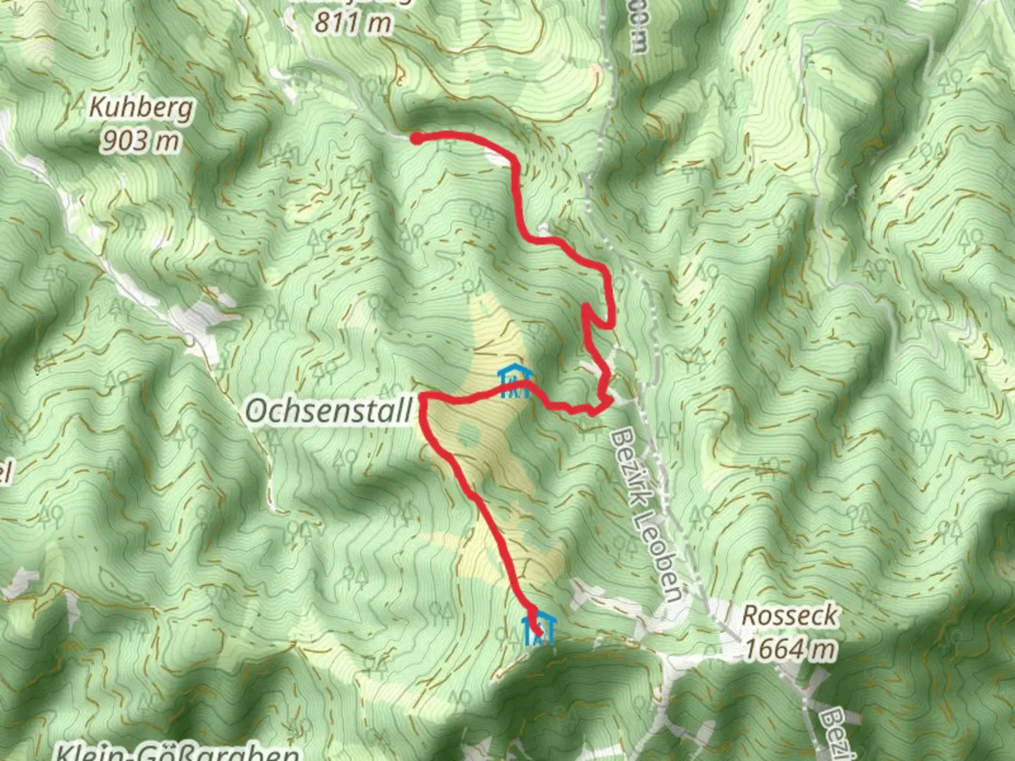 An image depicting the trail Mugel hike from Niklasdorf and its surrounding area.