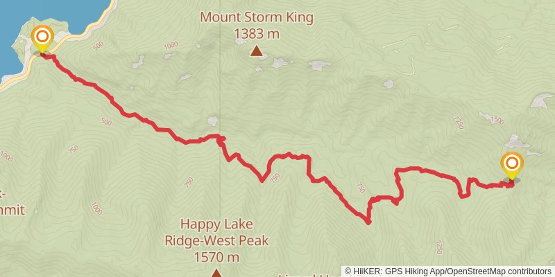 Upper Barnes Creek via Marymere Falls Nature Trail stage 3 Map