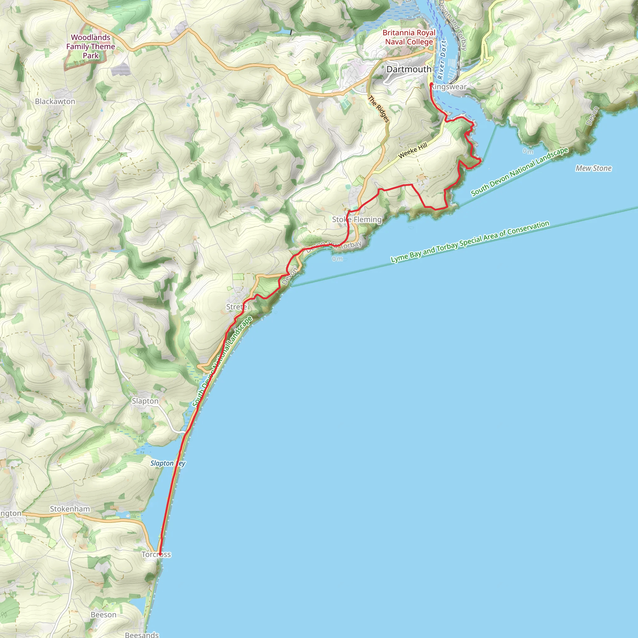 Torcross to Dartmouth Walk mobile static map