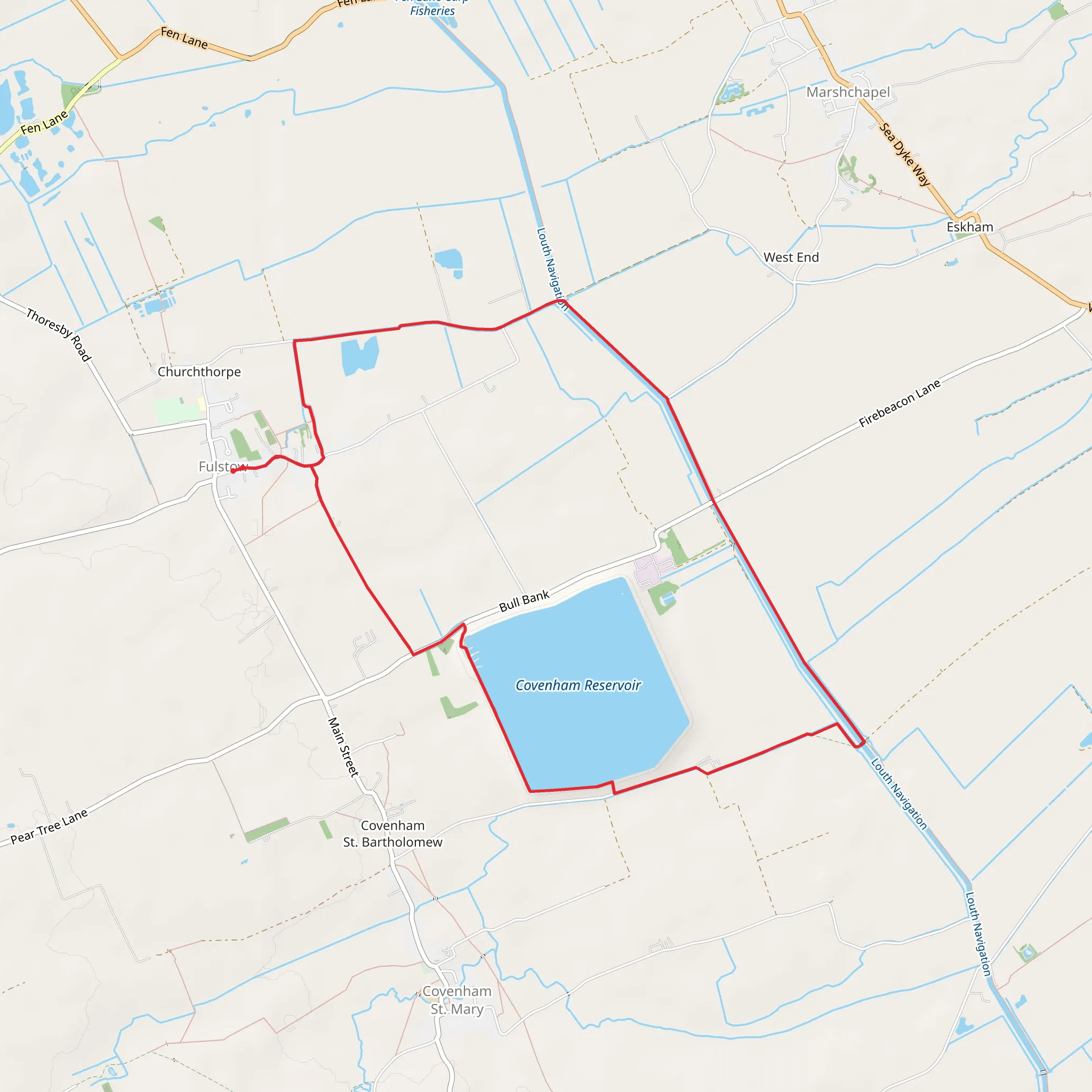 Covenham Reservoir Loop - Fulstow mobile static map