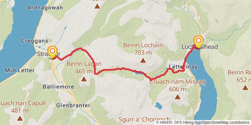 Loch Lomond and Cowal Way stage 4 Map