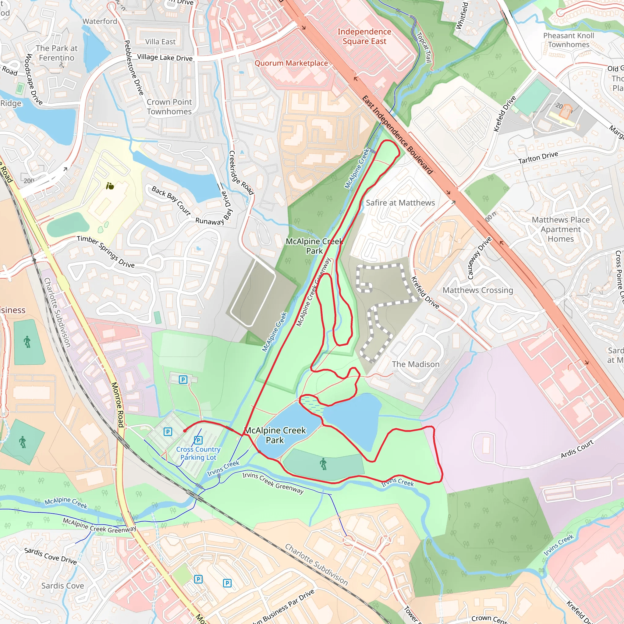 McAlpine Creek Park Loop mobile static map