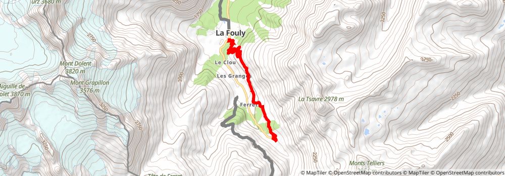 Tour du Mont Blanc alt 13 Map