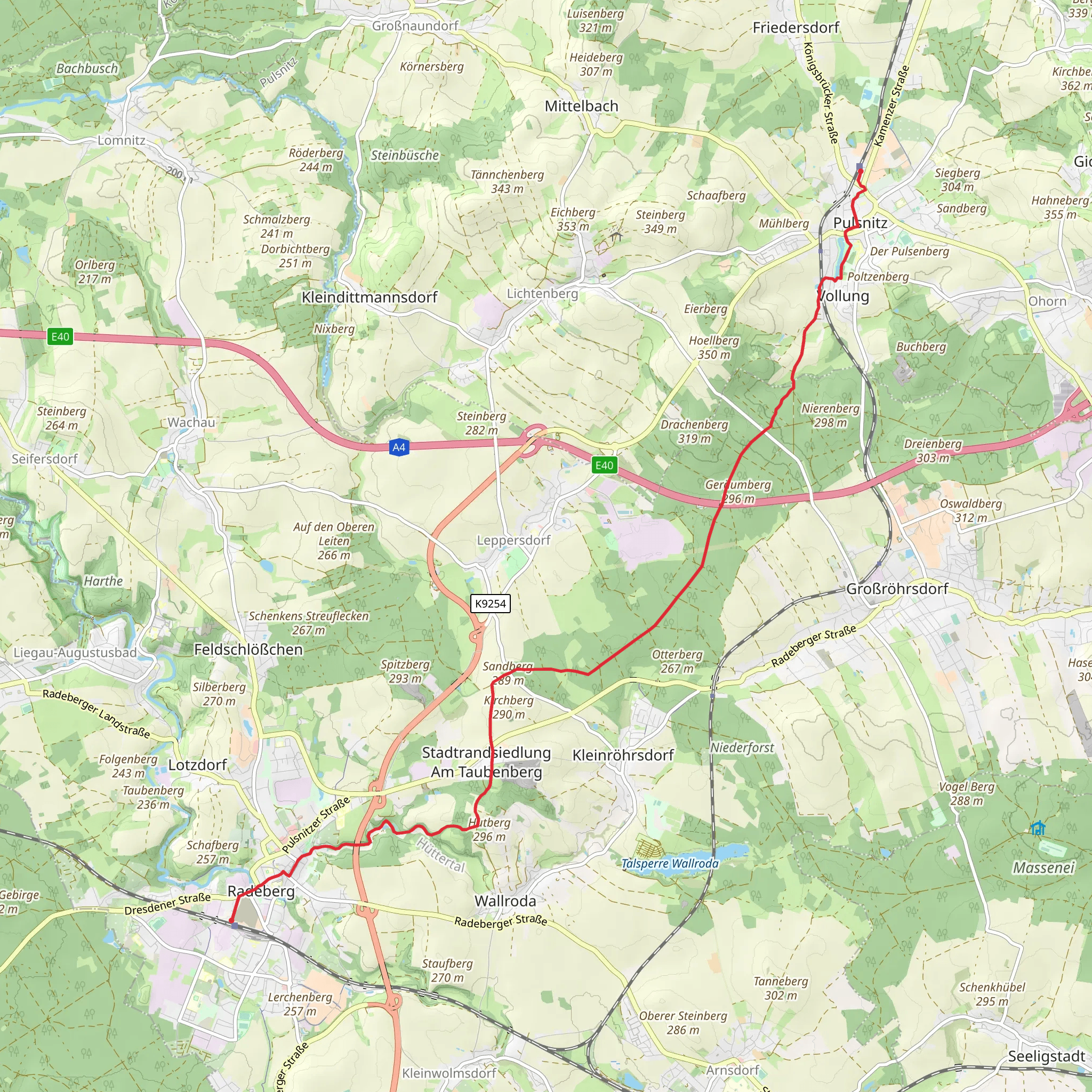 Pulsnitz to Radeberg Walk mobile static map
