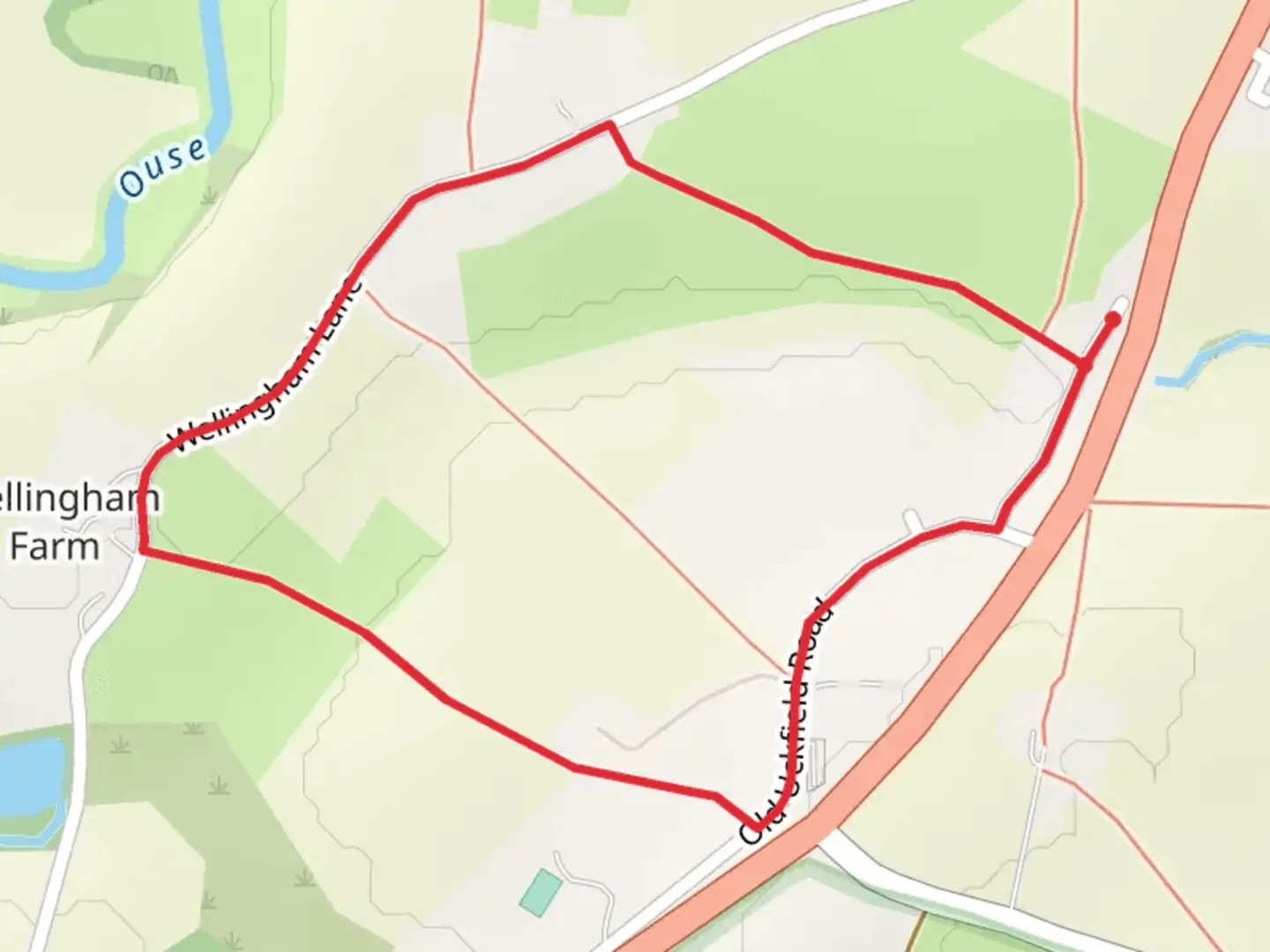 An image depicting the trail Uckfield Road Loop and its surrounding area.