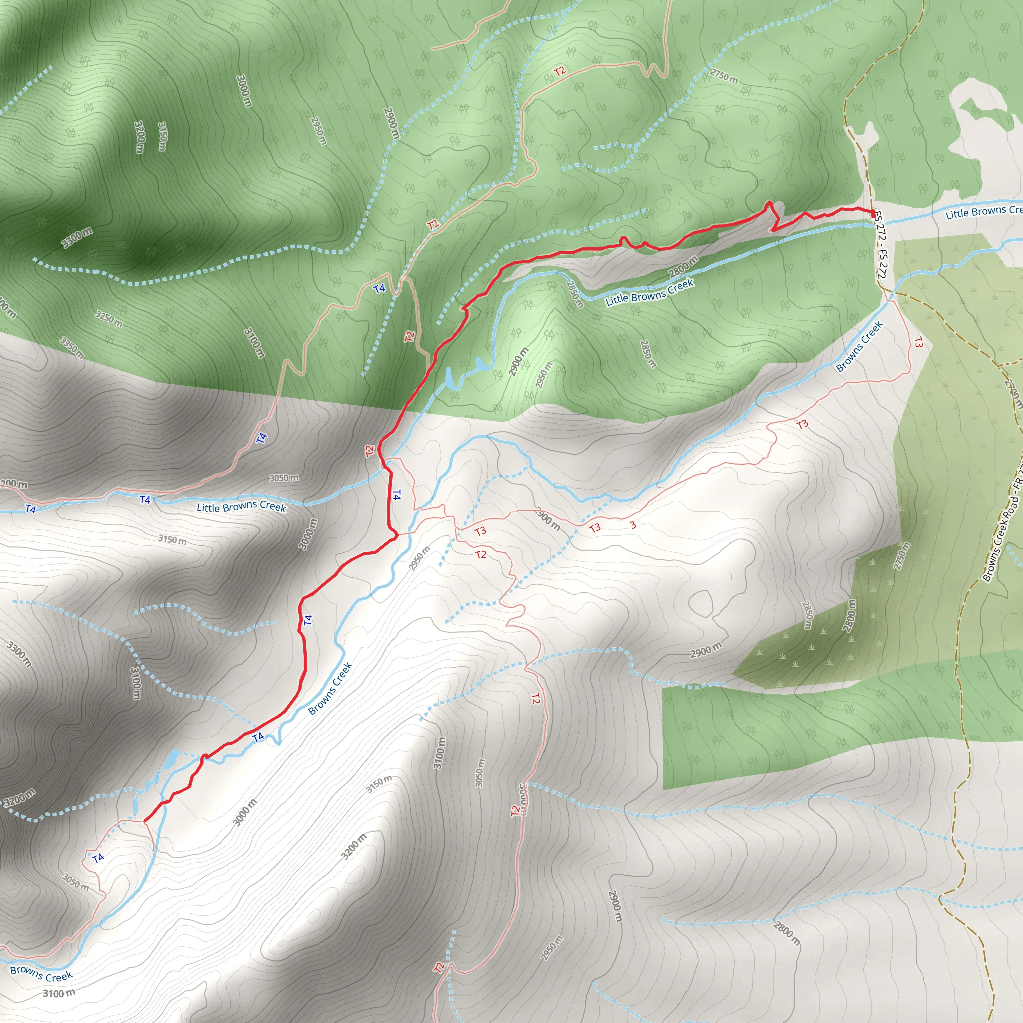 Browns Creek via Wagon Trail mobile static map