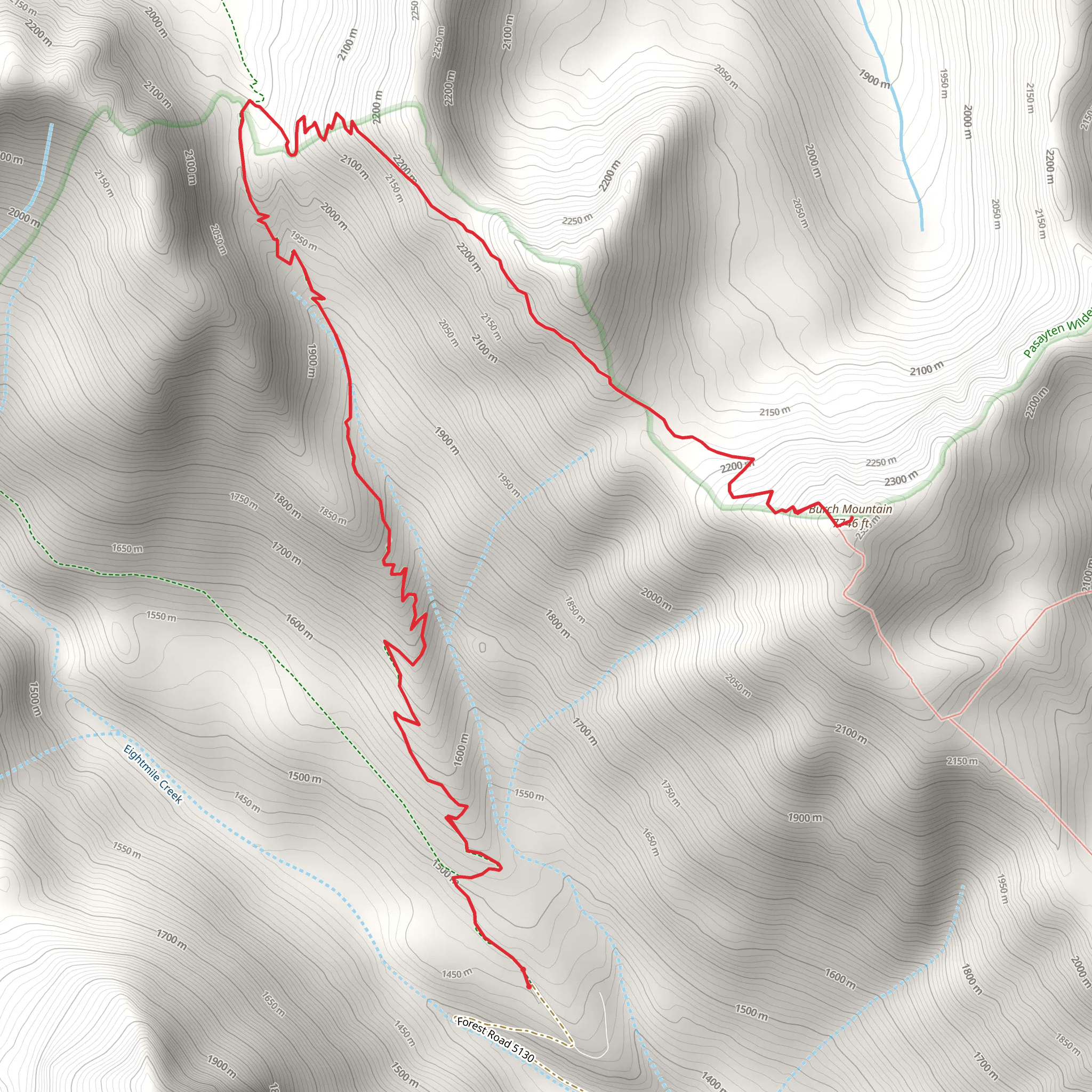 Burch Mountain Trail mobile static map