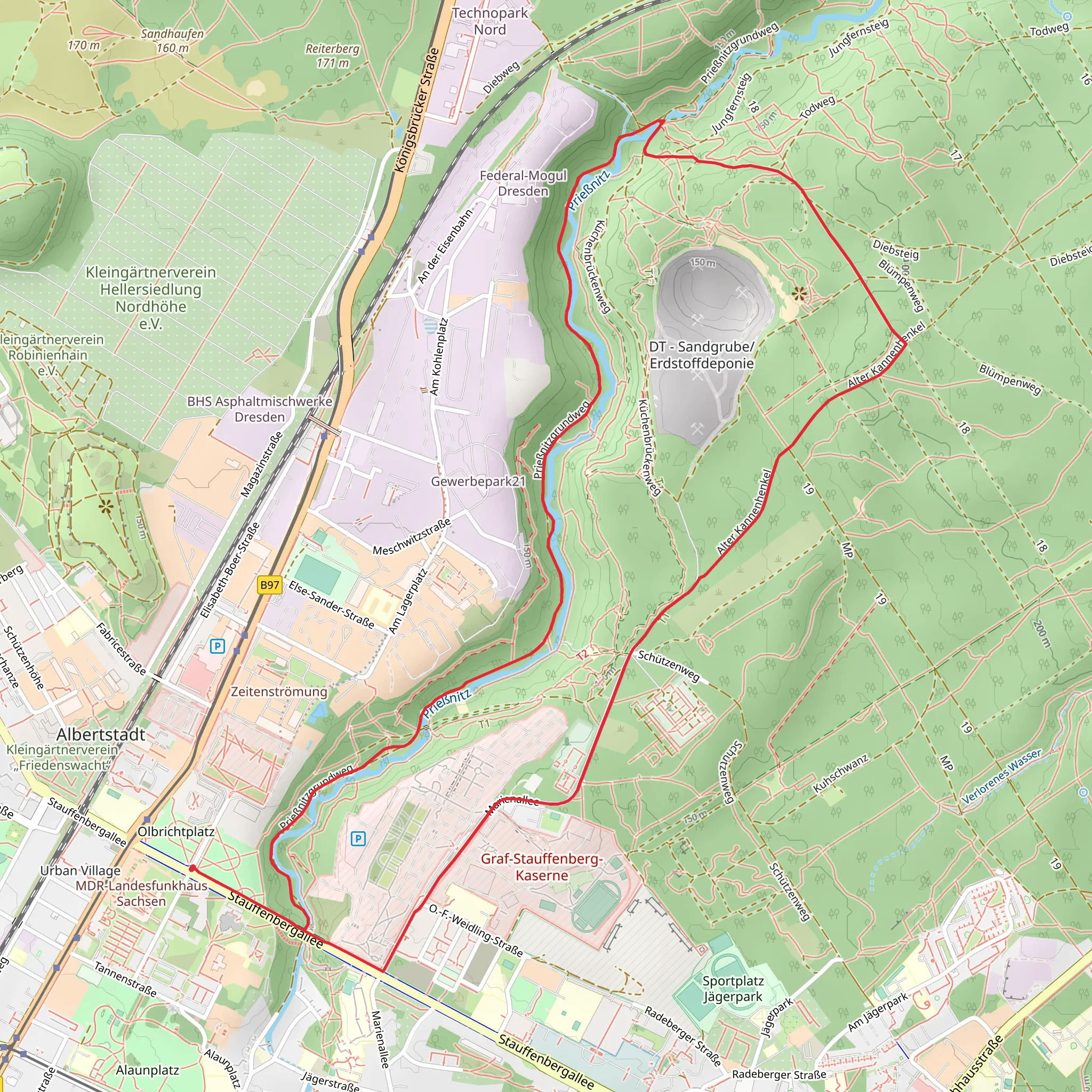 Priessnitz via Dresden Karswald mobile static map