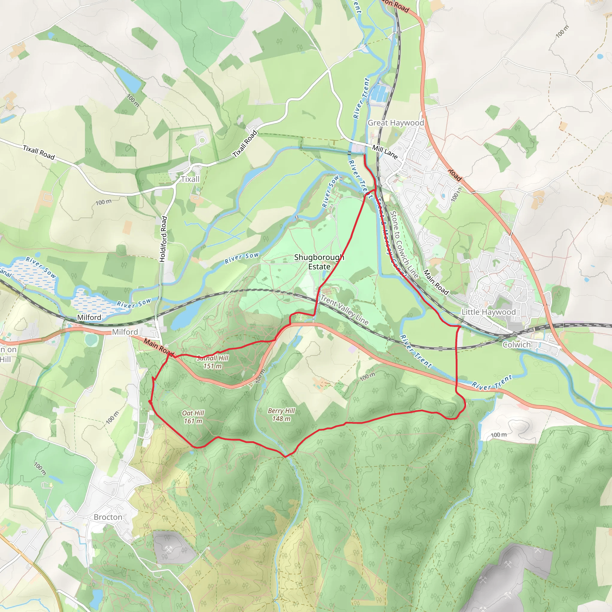 Seven Springs - Little Haywood - Shugborough and Milford mobile static map