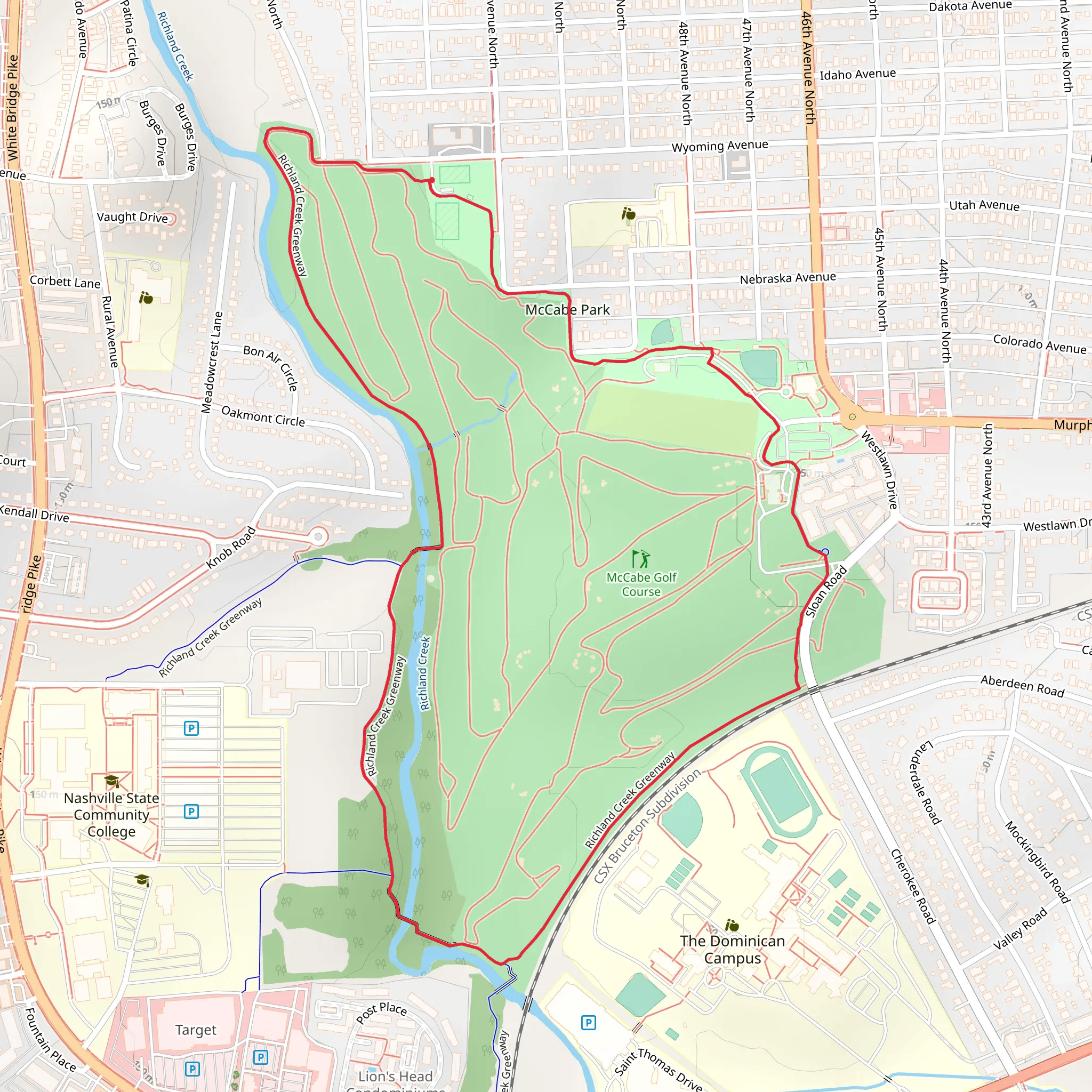 Richland Creek Greenway Loop mobile static map