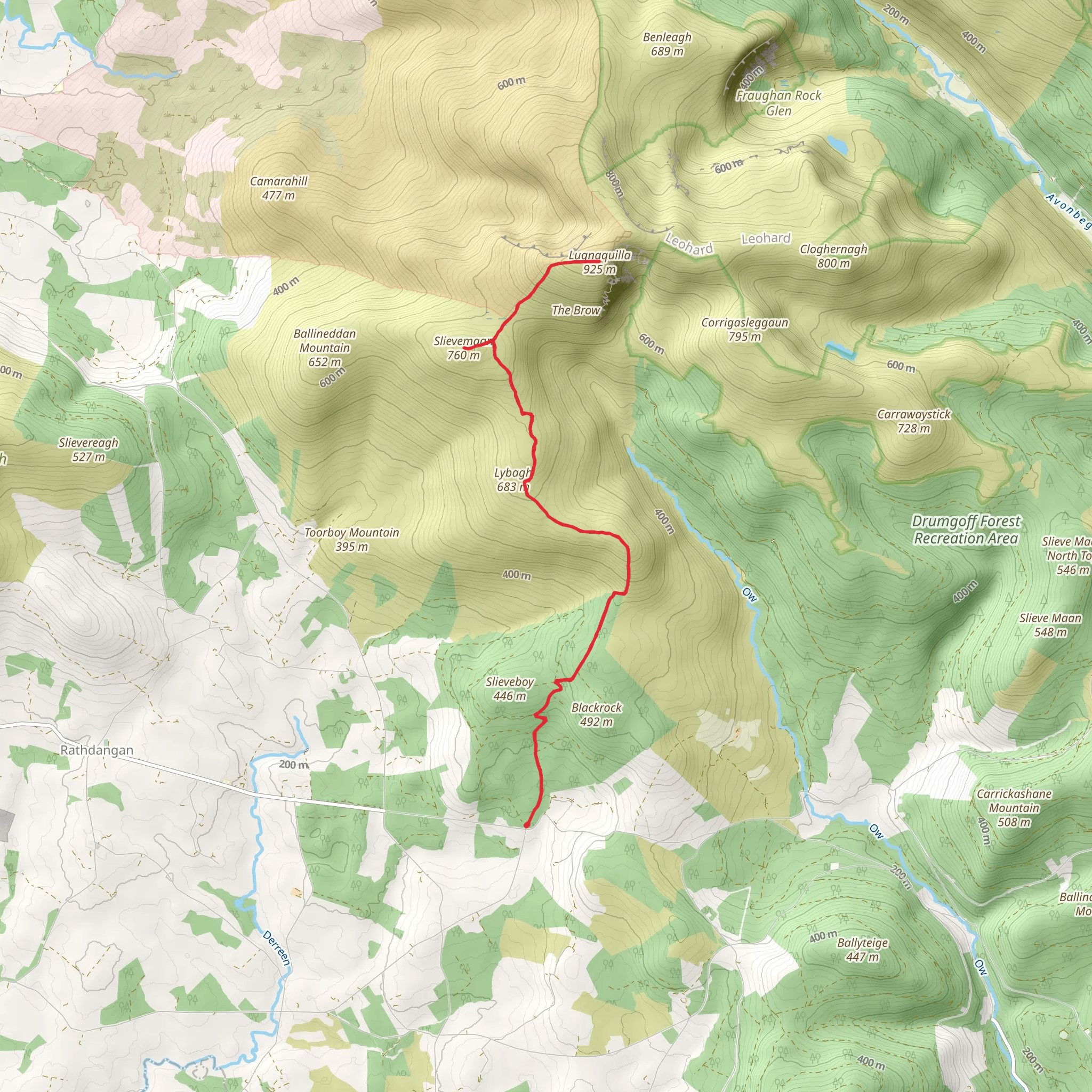 Lugnaquilla via Slievemaan mobile static map