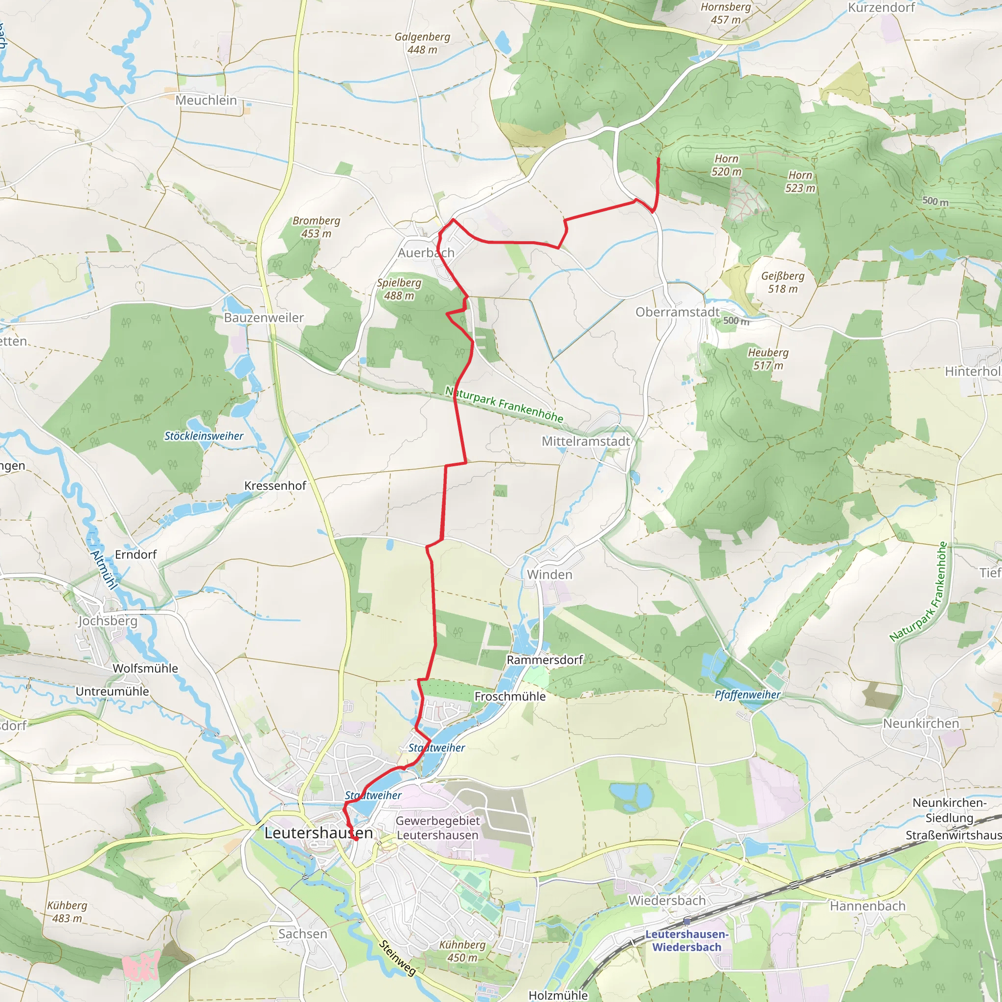 Leutershausen to Horn Peak mobile static map