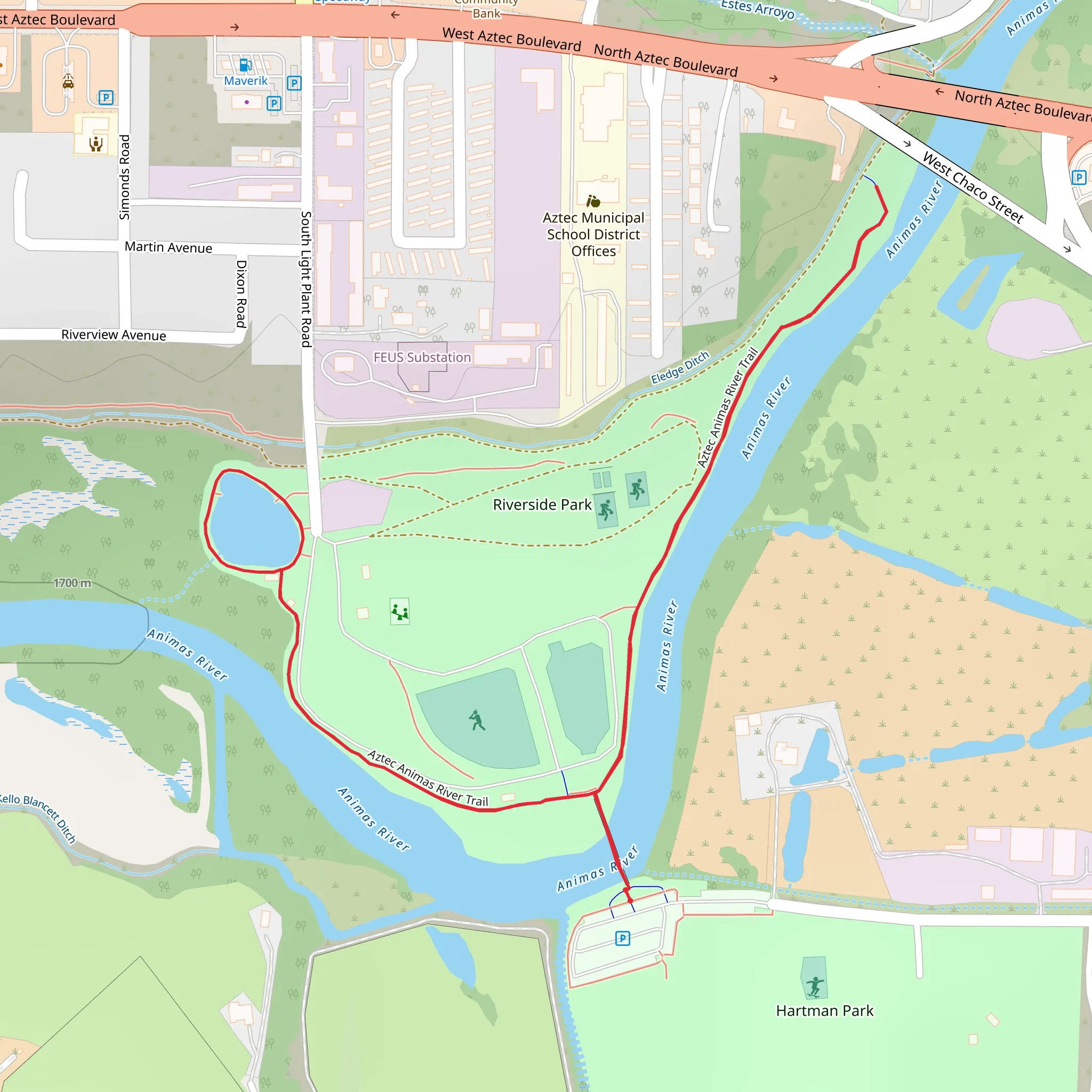 Aztec Animas River Trail mobile static map