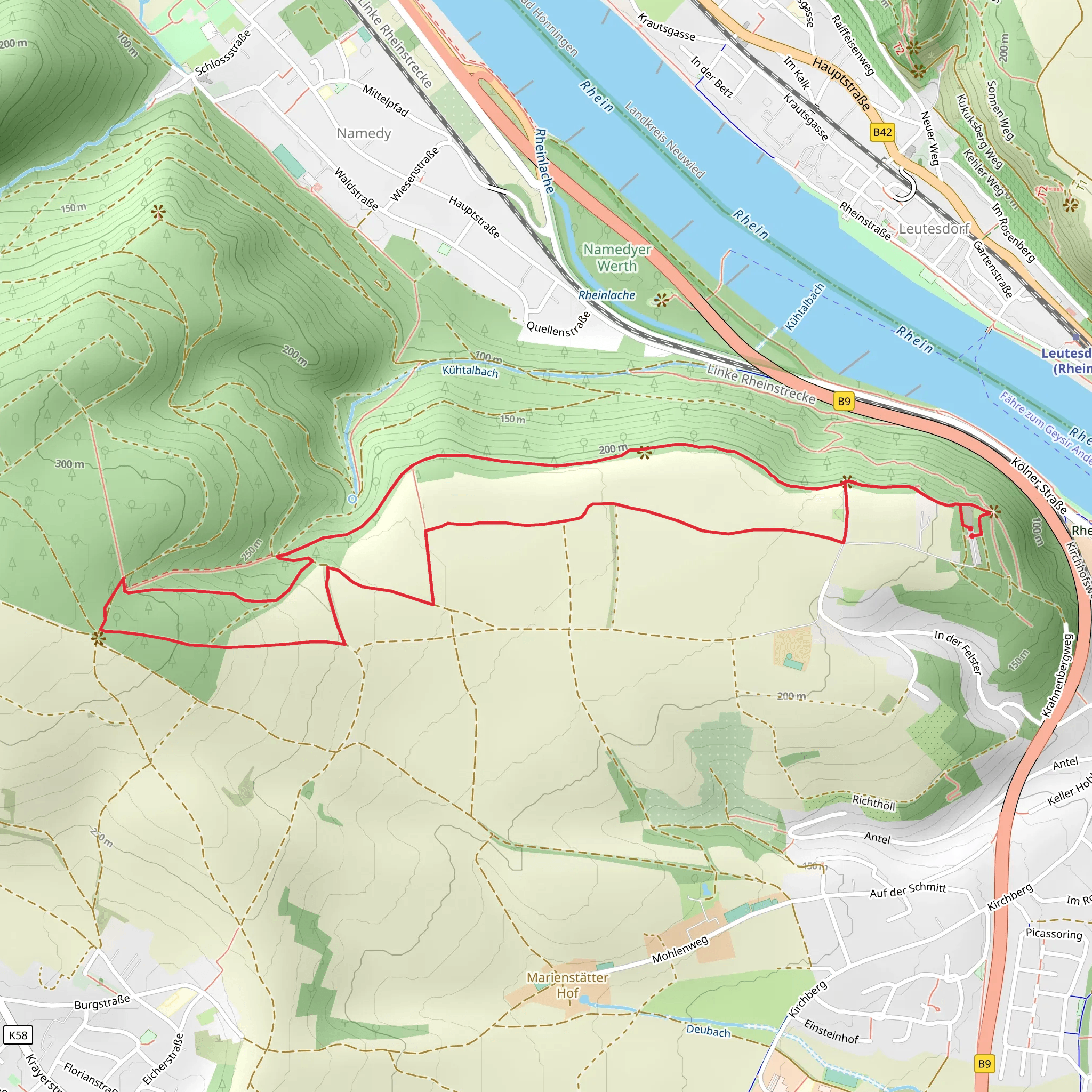 Krahnenberg and Kleiner Stern Loop mobile static map