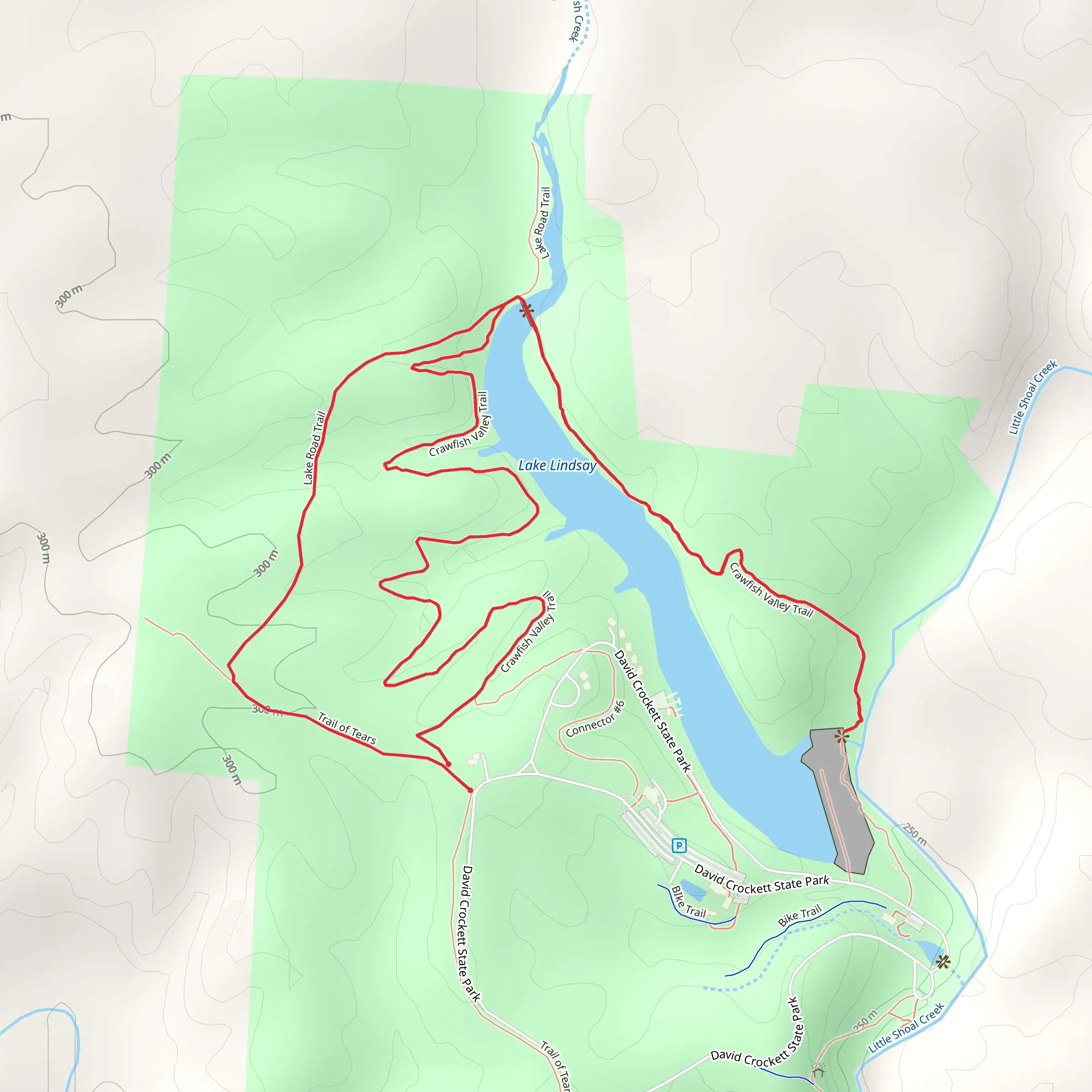 Lake Lindsay - Crawfish Valley Trail Loop mobile static map