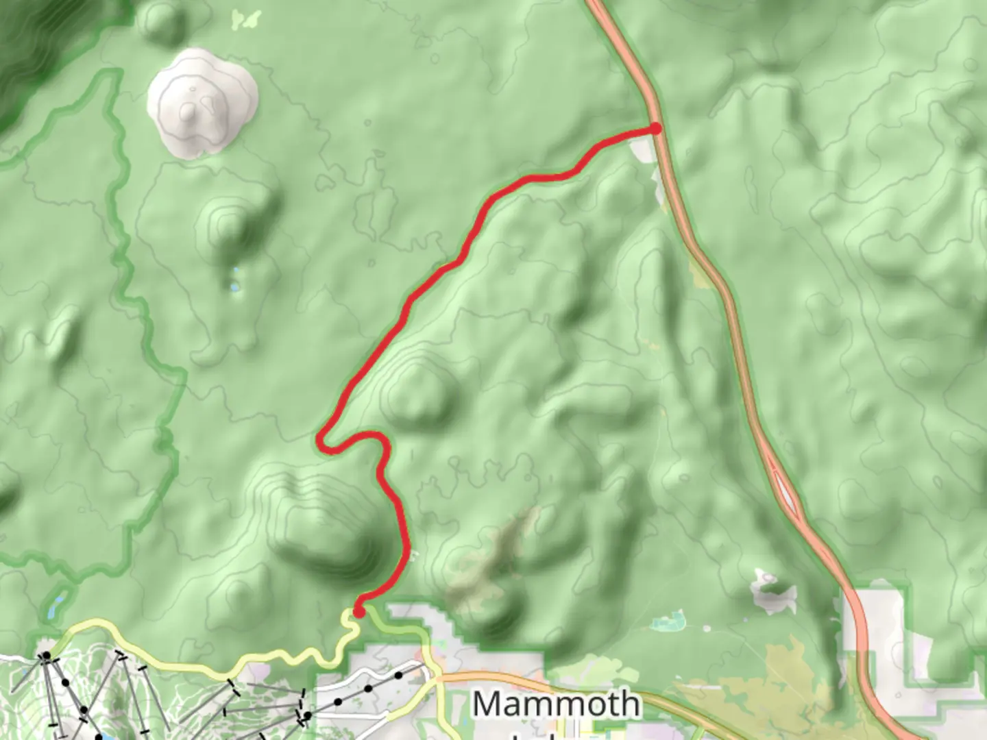 An image depicting the trail Mammoth Scenic Loop and its surrounding area.