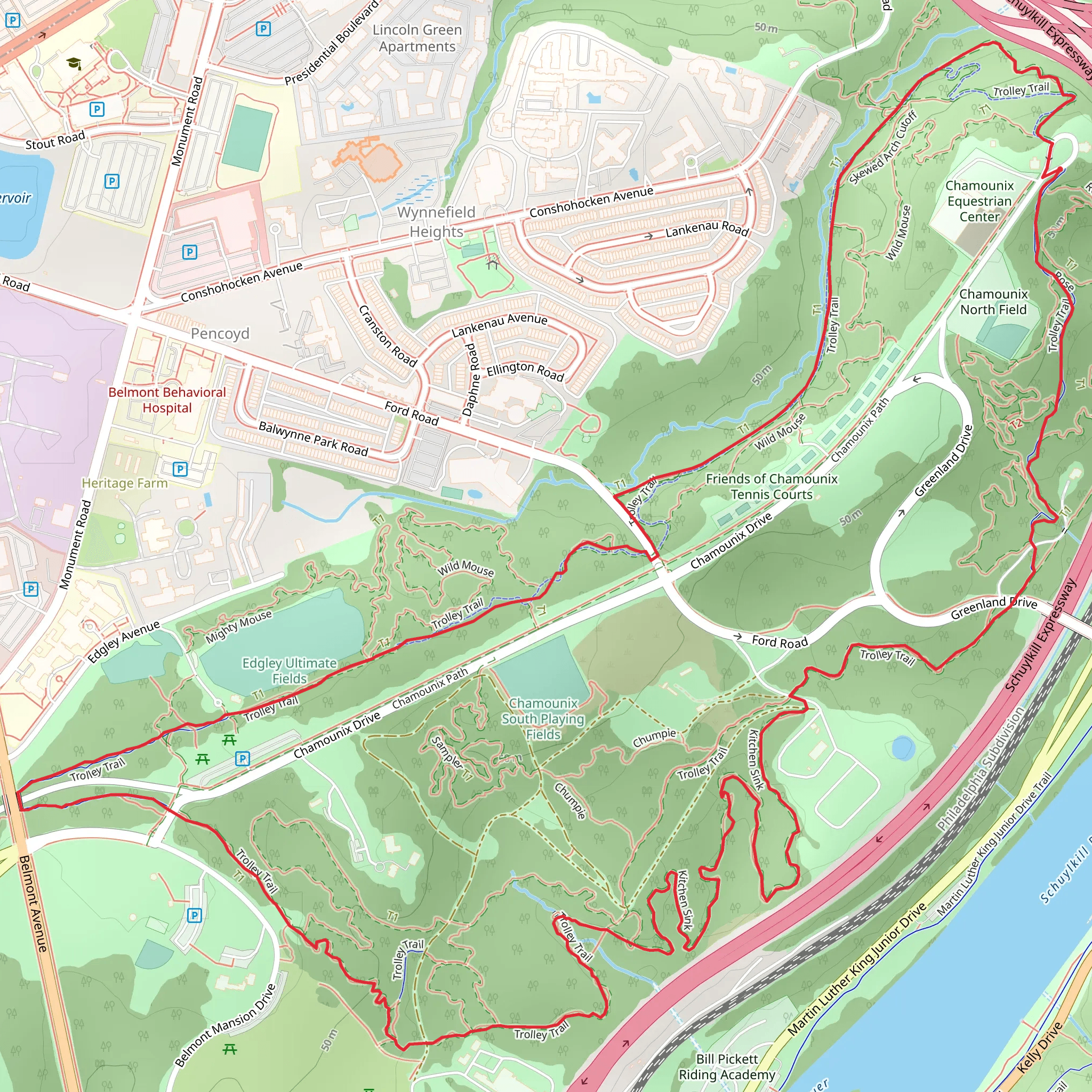 Chamounix Field - Trolley Trail mobile static map