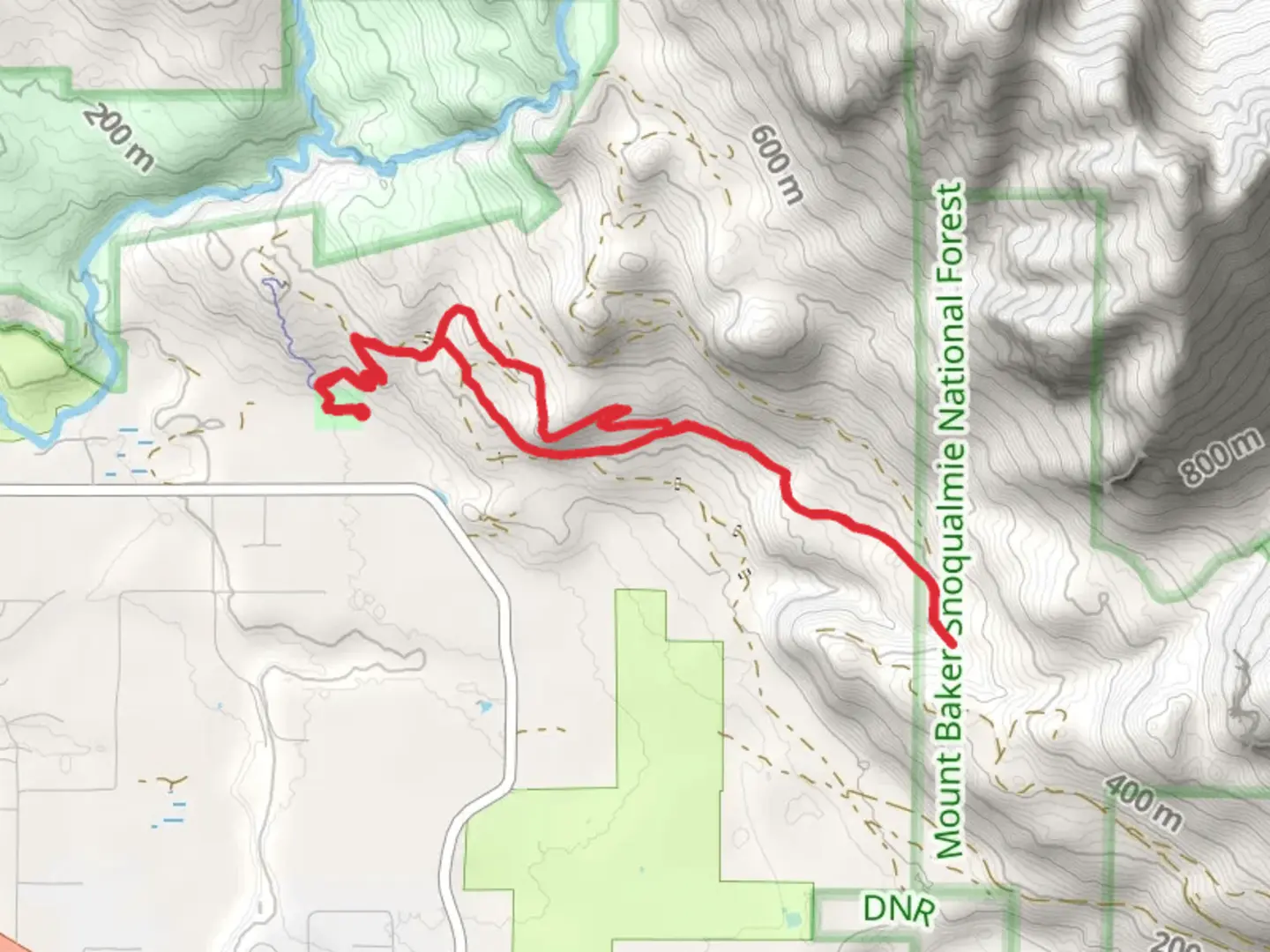 An image depicting the trail Skyward, Sky View Vista and May Creek Loop and its surrounding area.