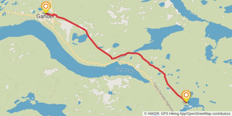 Newfoundland T'railway Trail stage 20 Map