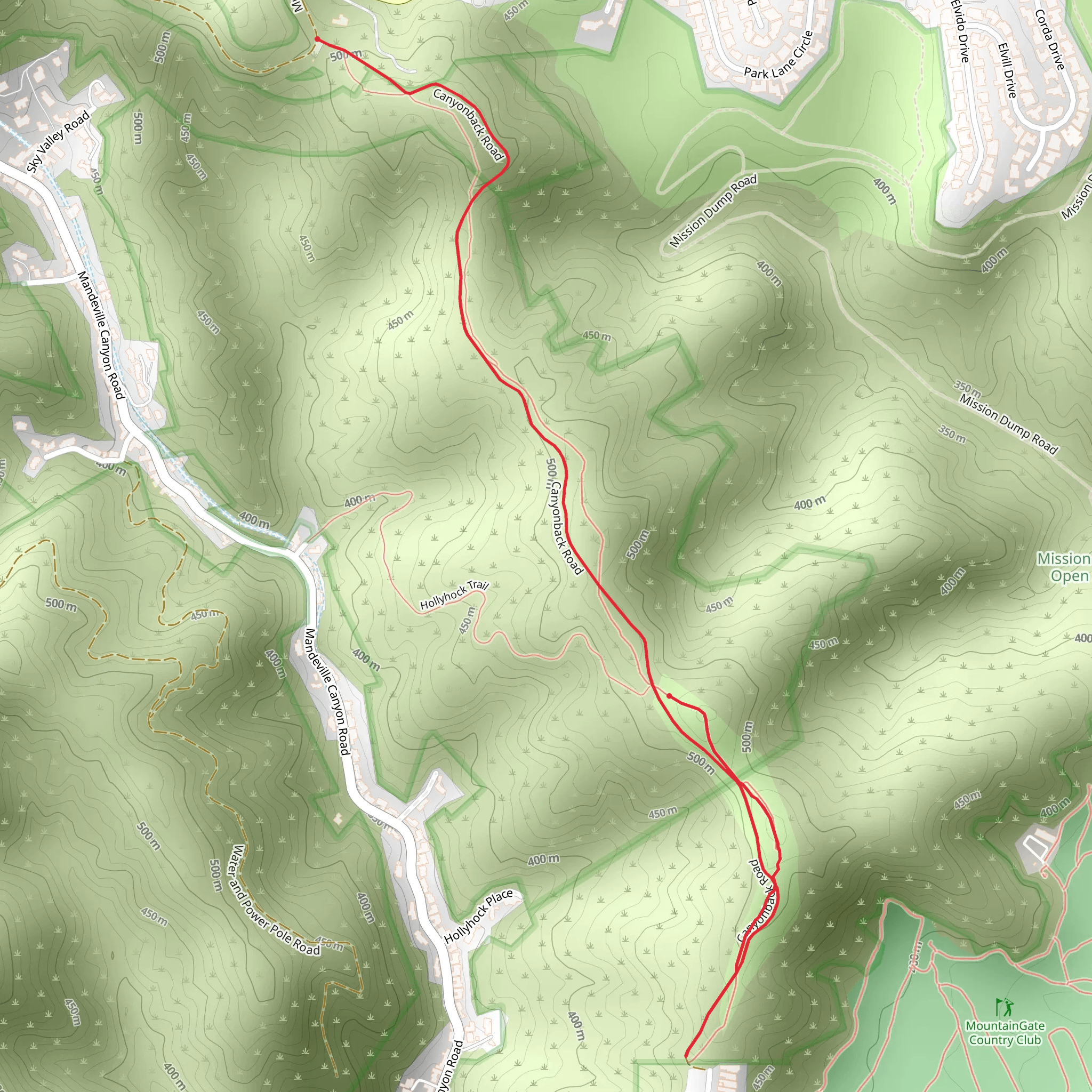 Canyonback Road mobile static map